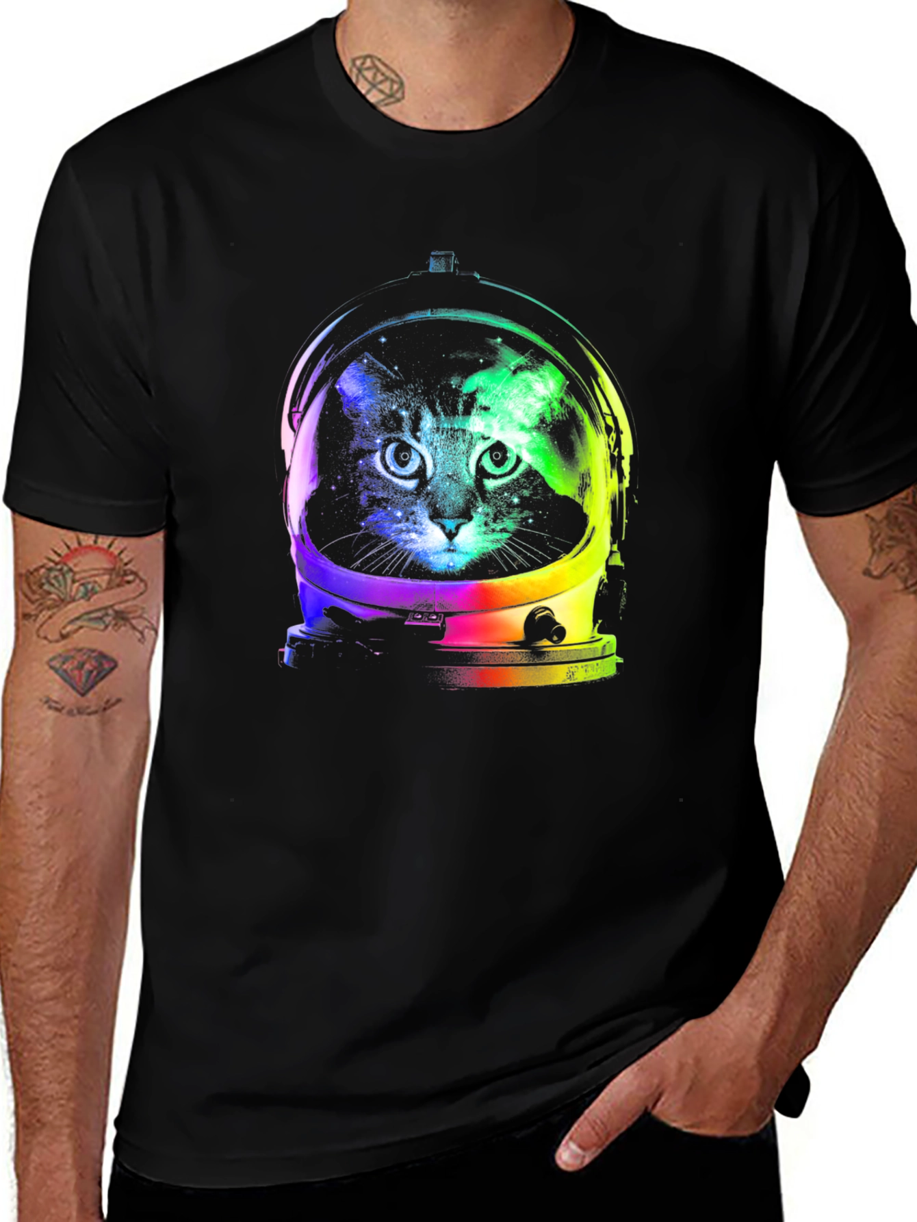 Cat Astronaut Graphic Tee - Space Kitten Shirt