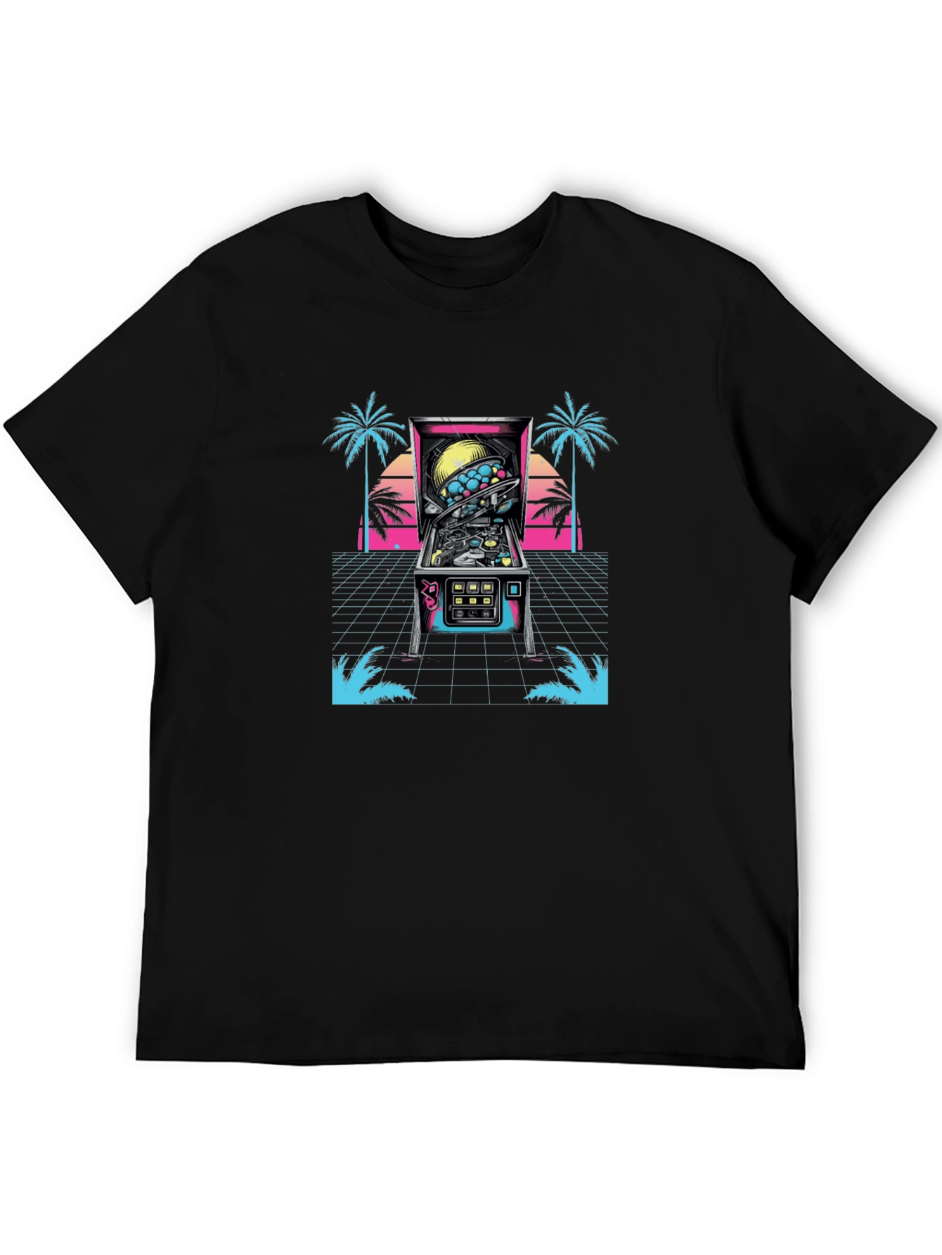 Retro Pinball Machine T-Shirt - Black