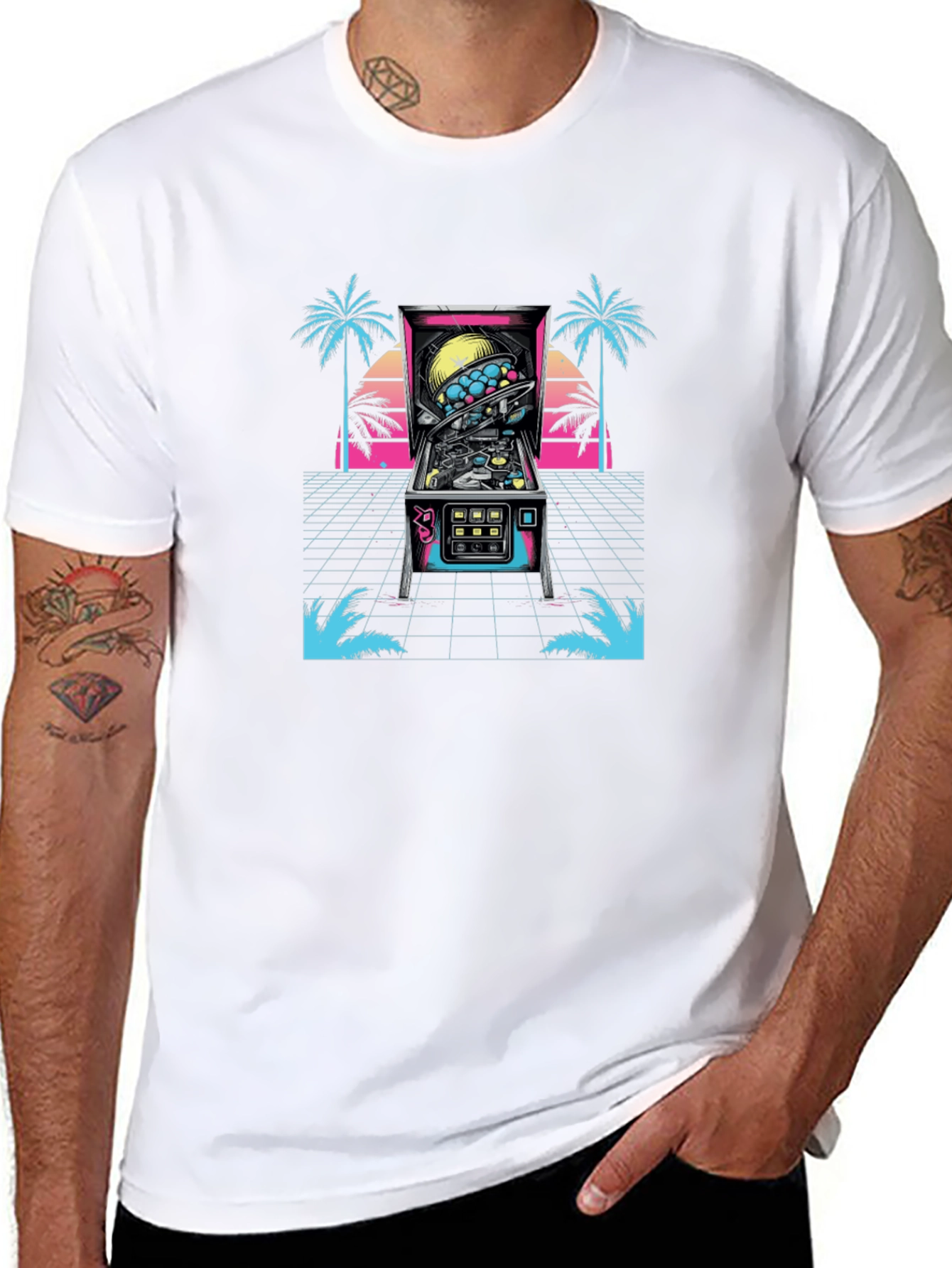 Retro Pinball Machine T-Shirt - Black