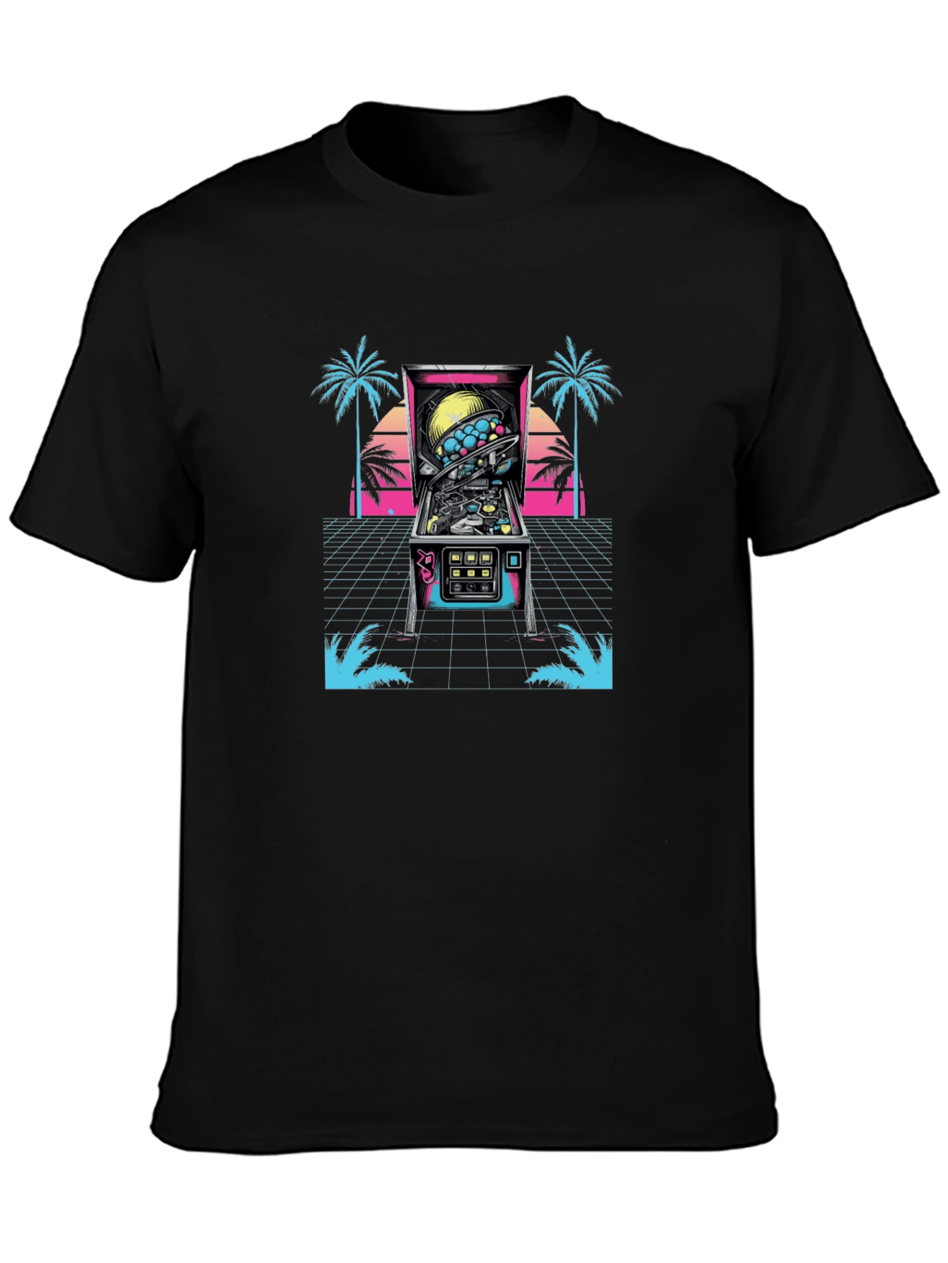 Retro Pinball Machine T-Shirt - Black