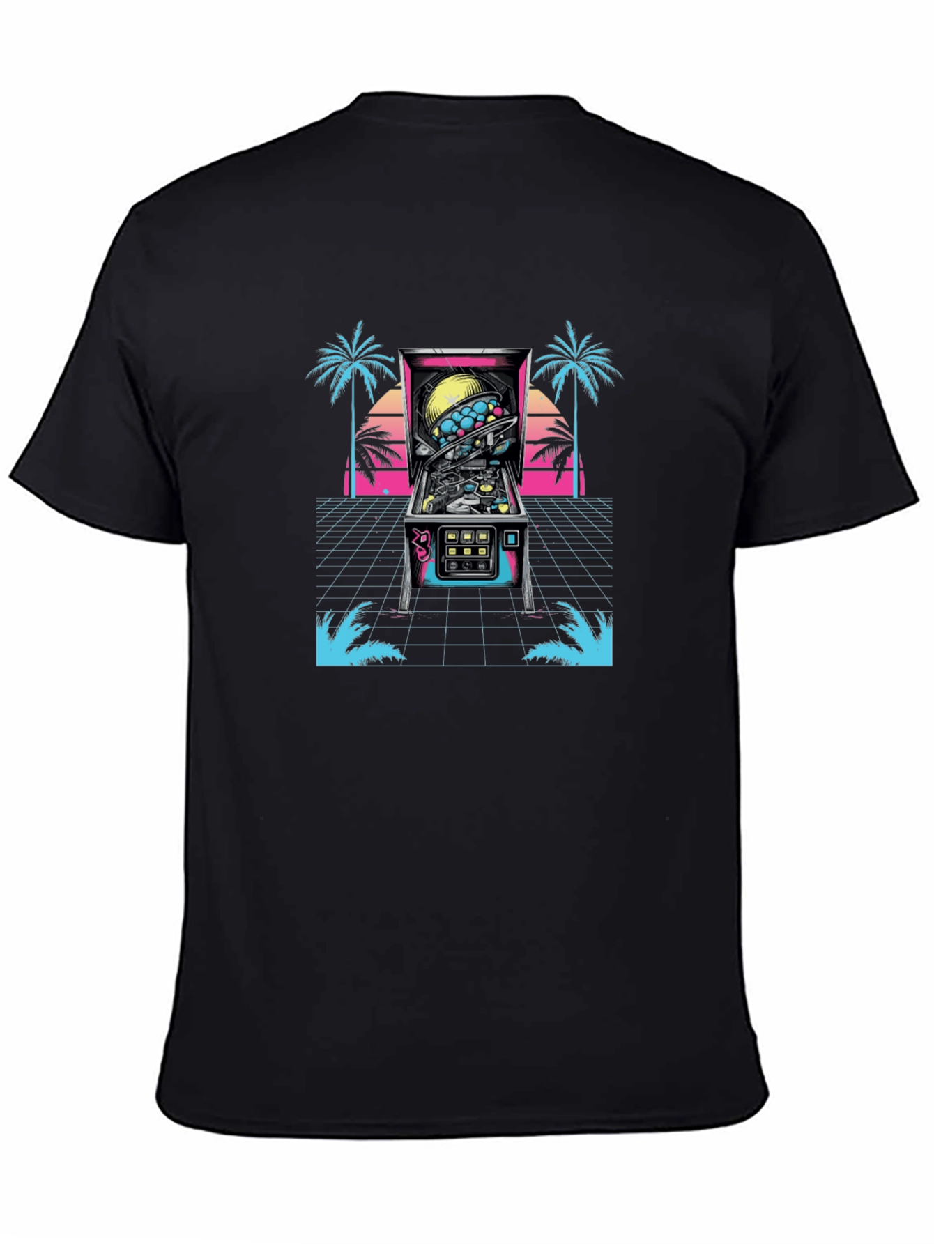 Retro Pinball Machine T-Shirt - Black