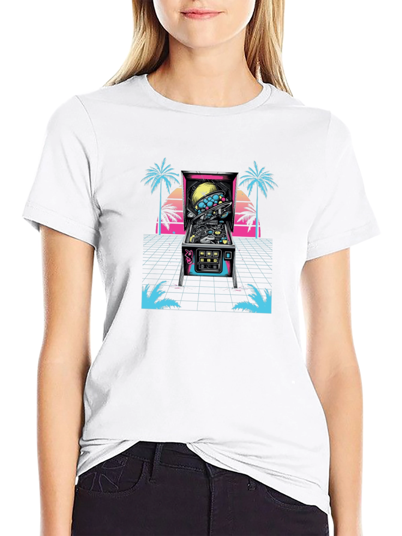 Retro Pinball Machine T-Shirt - Black