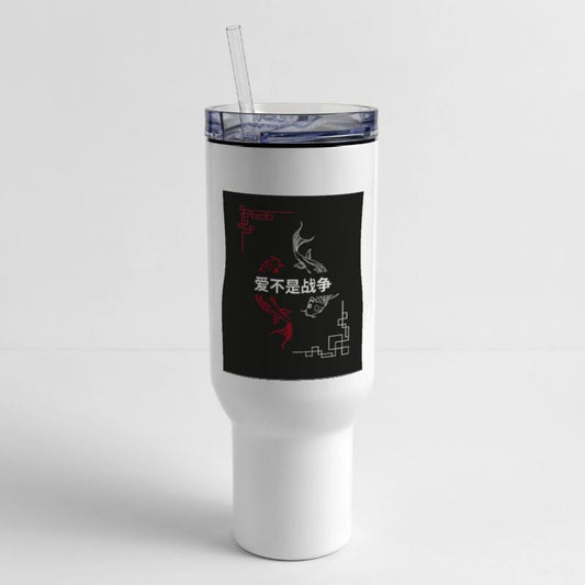 Koi Fish Love Not War Typography Design