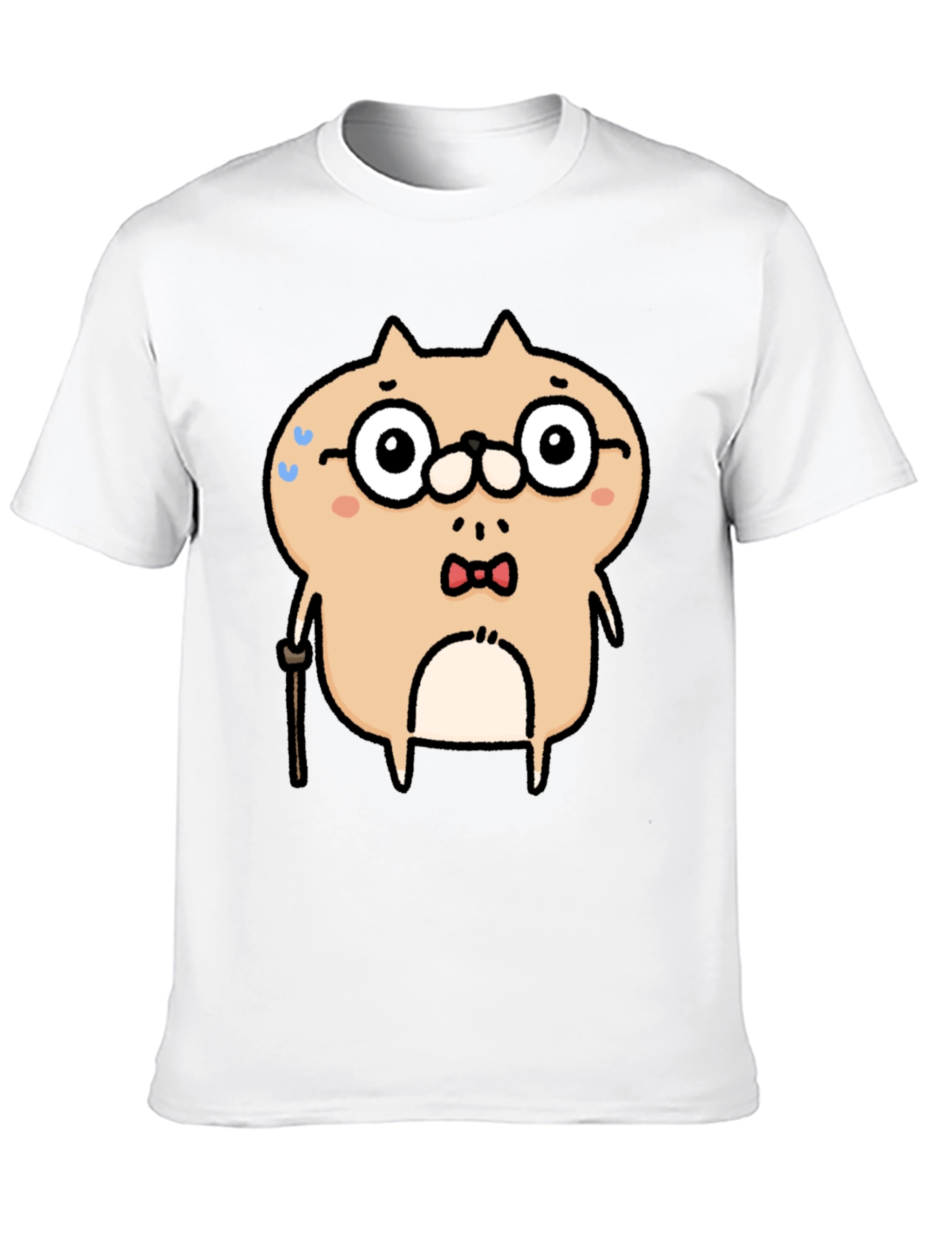 Cartoon Animal Graphic T-Shirt - Black Cotton Blend