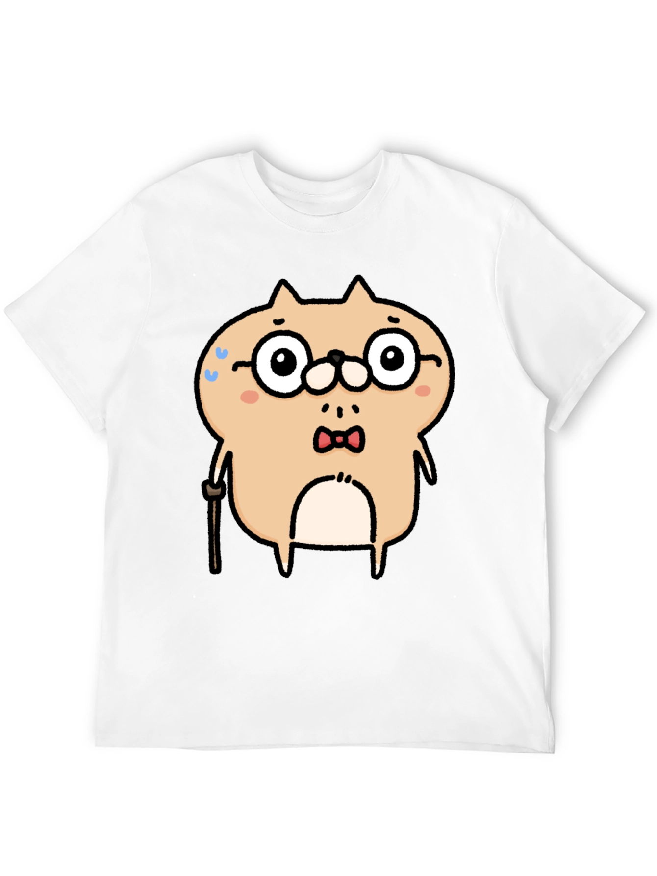 Cartoon Animal Graphic T-Shirt - Black Cotton Blend