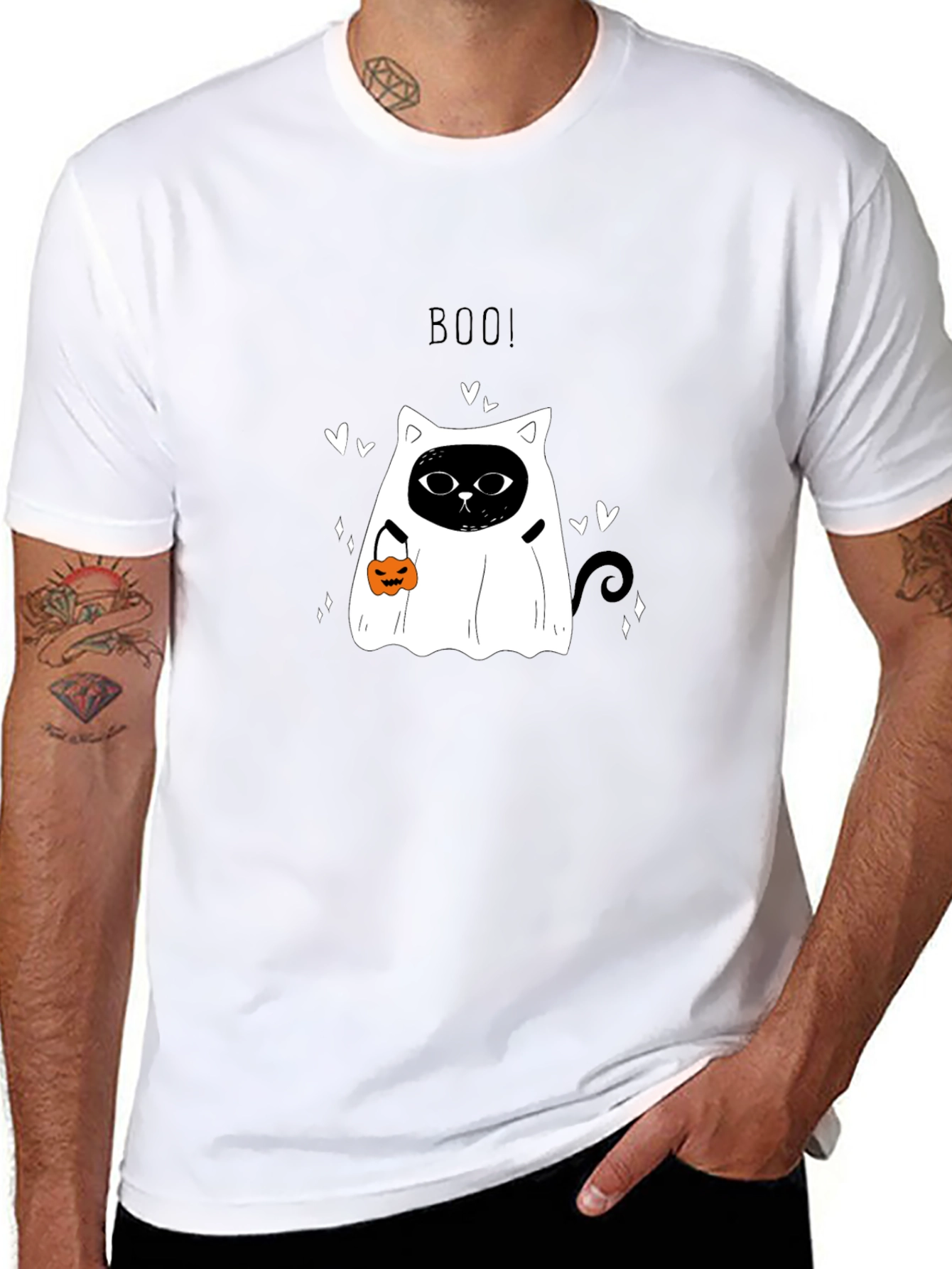 Halloween Cat Ghost T-Shirt - Boo!