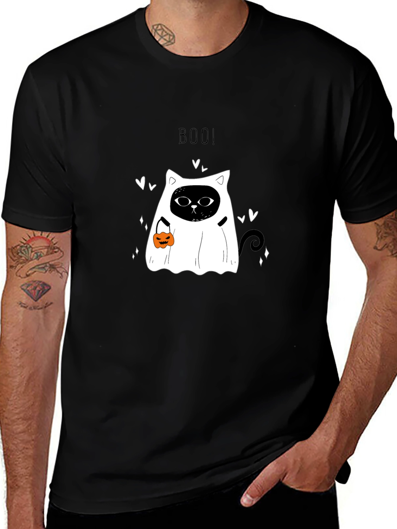 Halloween Cat Ghost T-Shirt - Boo!