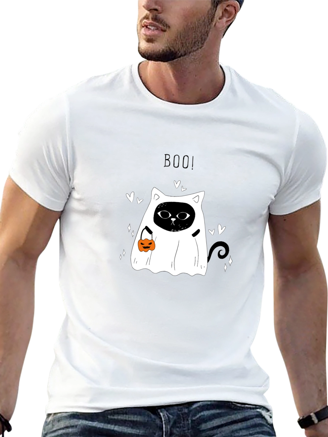 Halloween Cat Ghost T-Shirt - Boo!