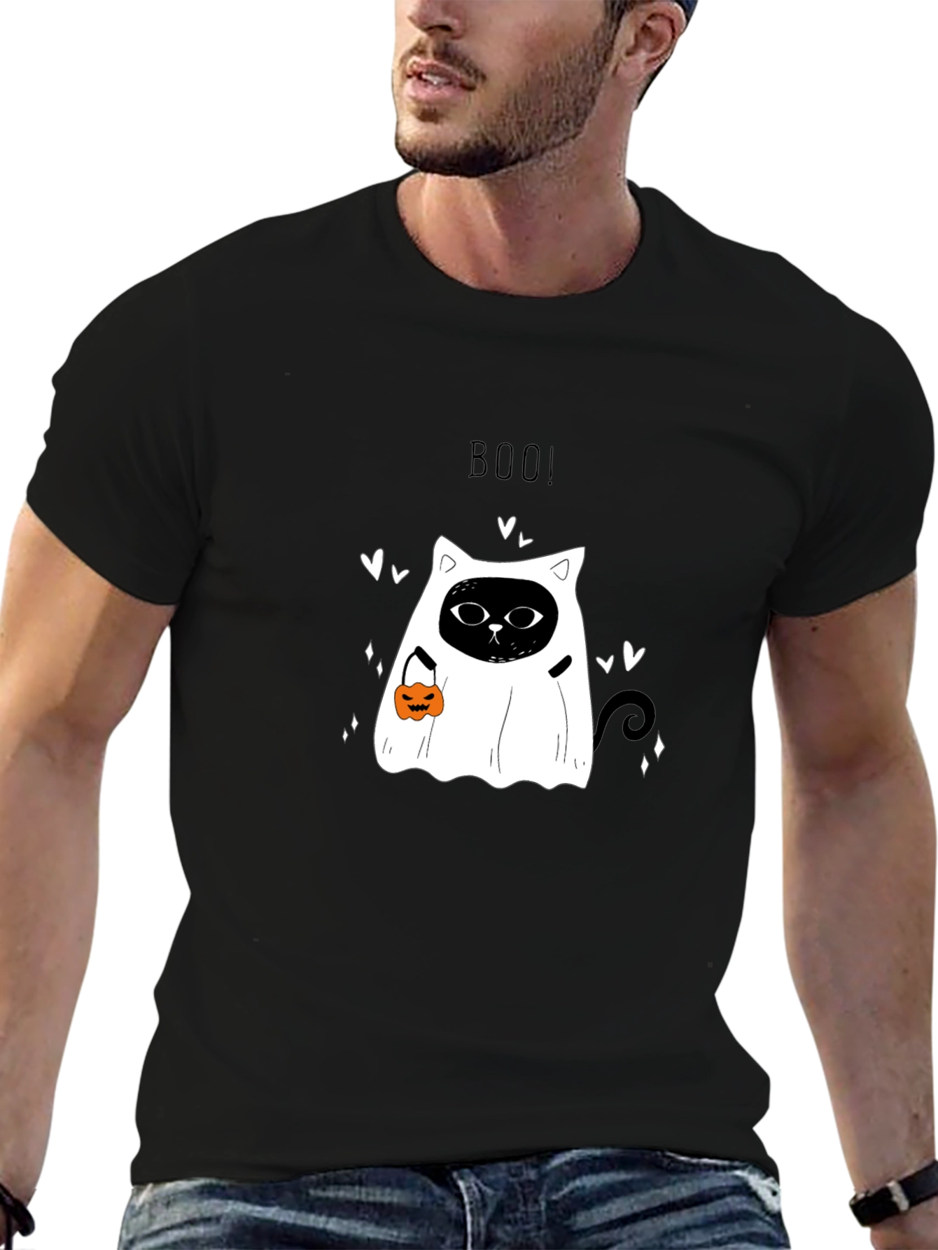 Halloween Cat Ghost T-Shirt - Boo!