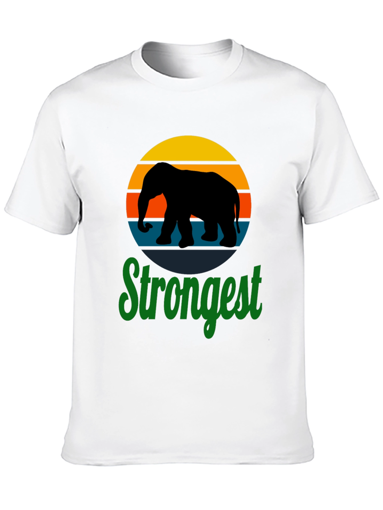 Strongest Elephant Retro Sunset Graphic T-Shirt