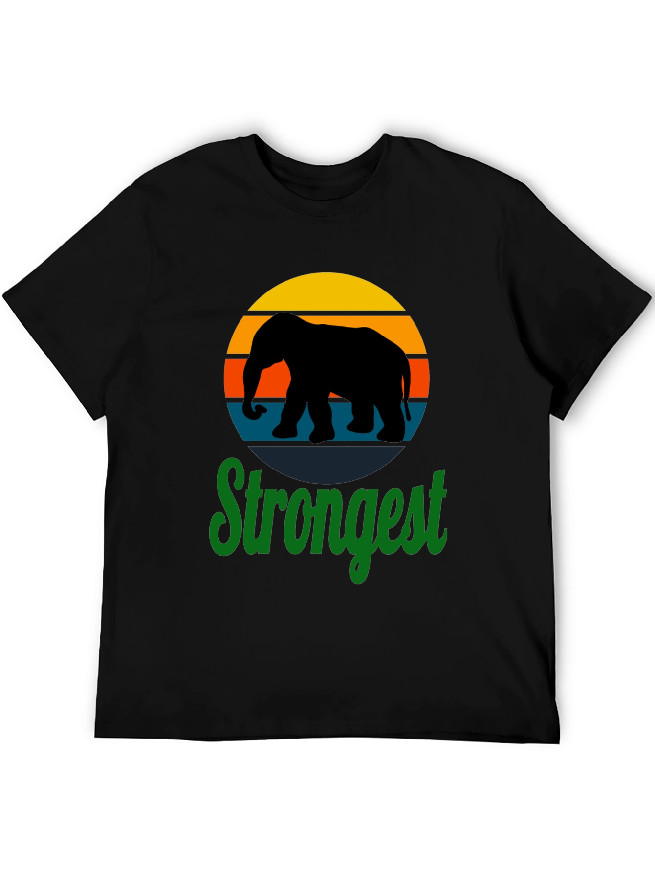 Strongest Elephant Retro Sunset Graphic T-Shirt