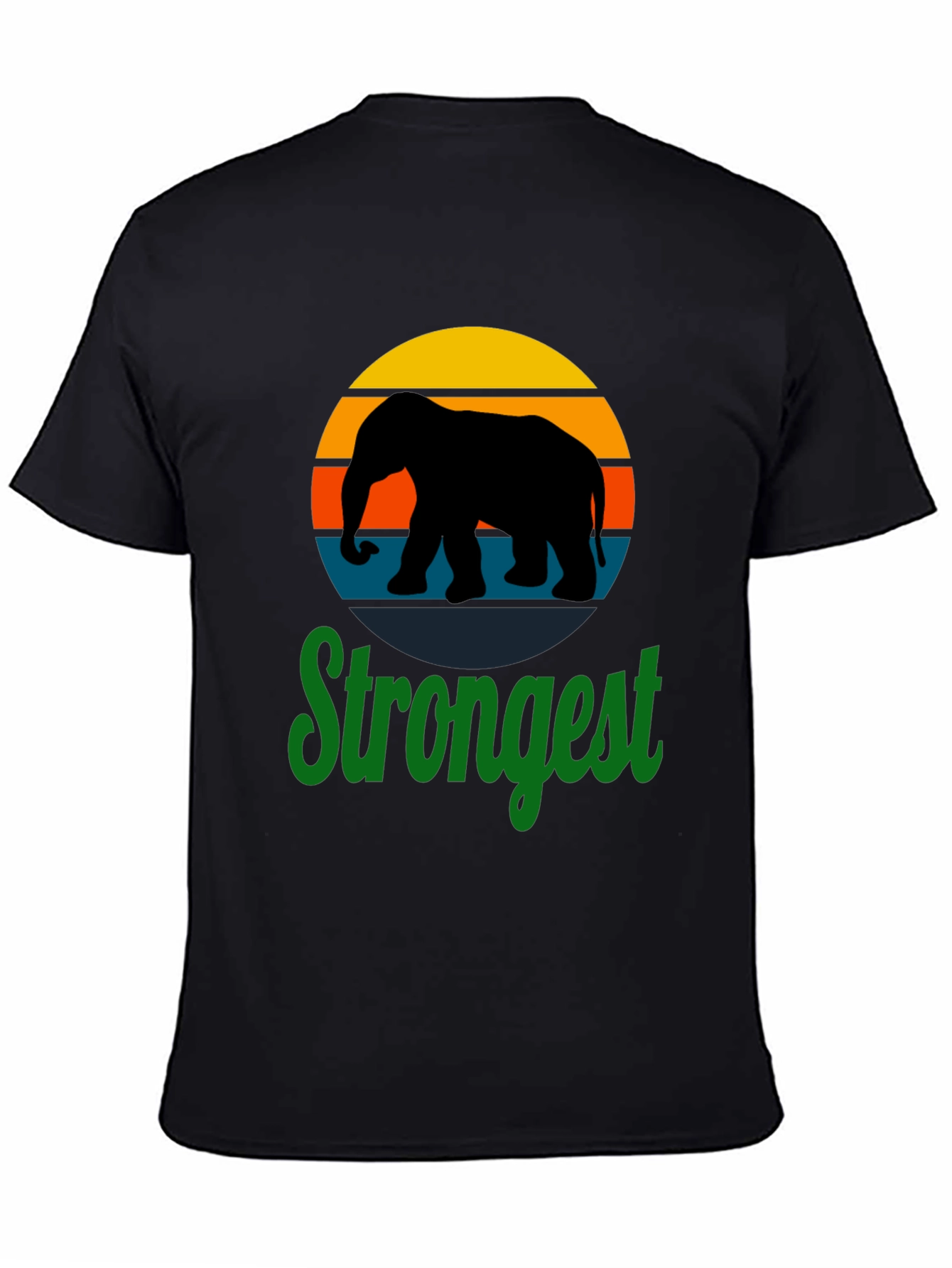 Strongest Elephant Retro Sunset Graphic T-Shirt