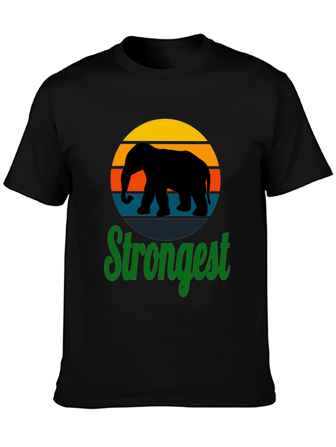 Strongest Elephant Retro Sunset Graphic T-Shirt