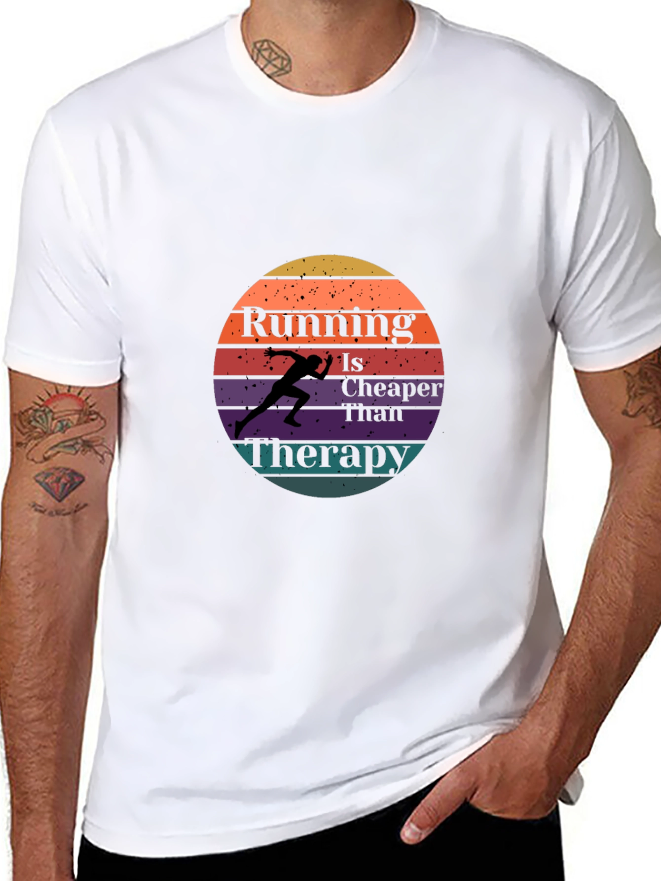 Running is Cheaper Than Therapy Black T-Shirt