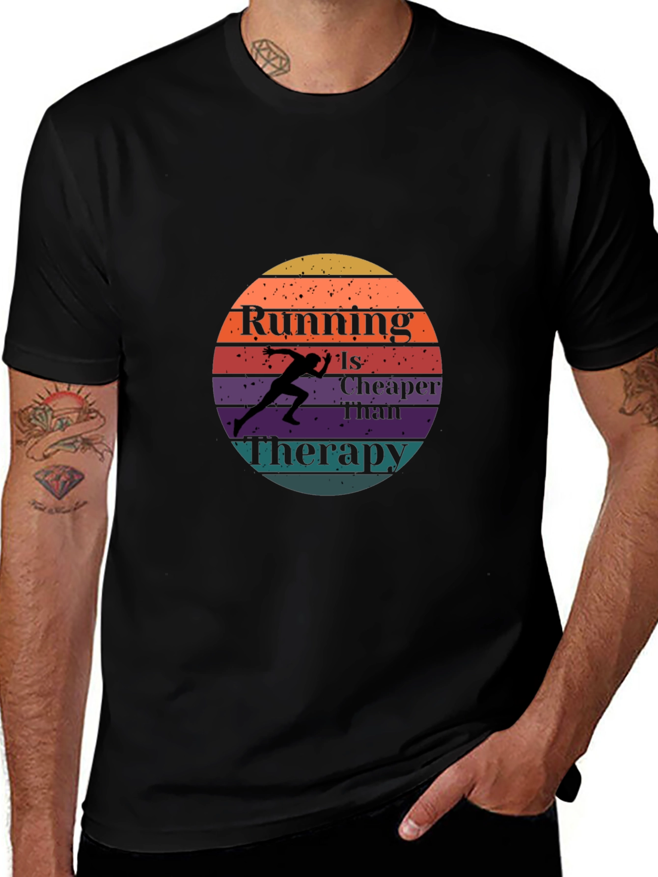 Running is Cheaper Than Therapy Black T-Shirt