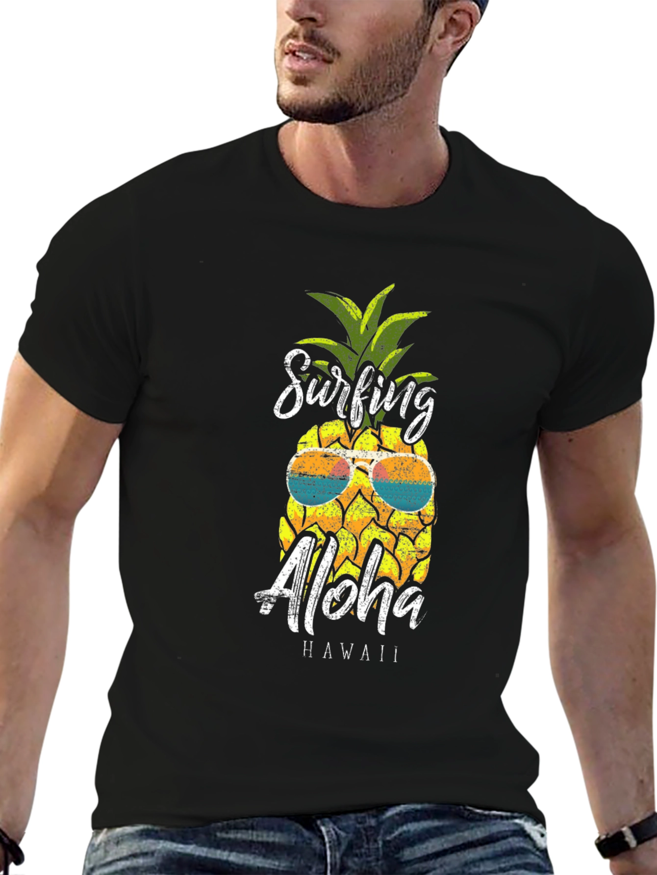 Surfing Aloha Pineapple Graphic Tee - Island Vibes