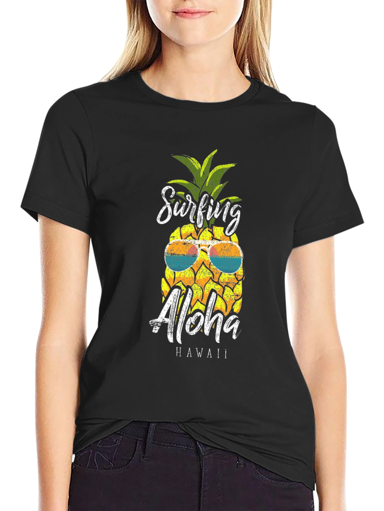Surfing Aloha Pineapple Graphic Tee - Island Vibes