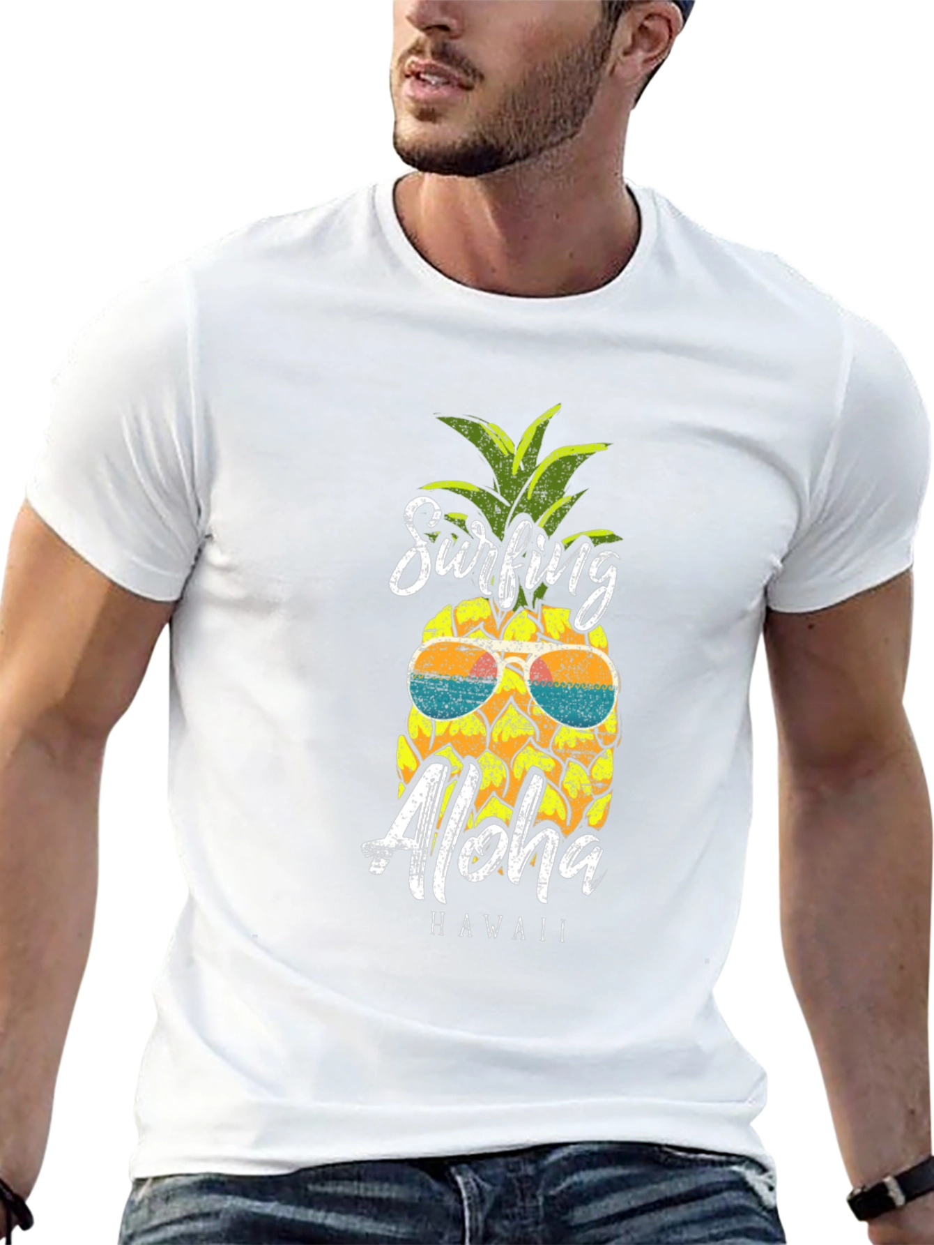 Surfing Aloha Pineapple Graphic Tee - Island Vibes