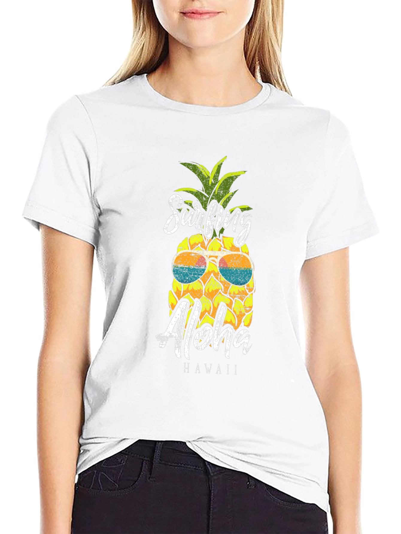 Surfing Aloha Pineapple Graphic Tee - Island Vibes
