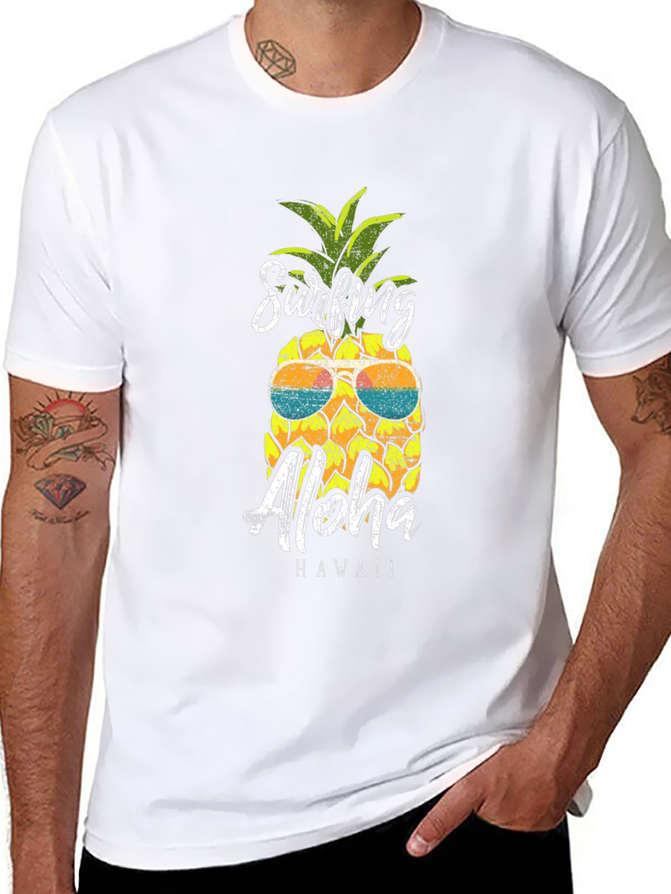 Surfing Aloha Pineapple Graphic Tee - Island Vibes