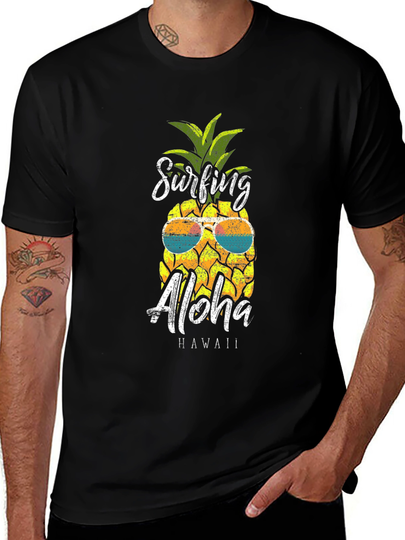 Surfing Aloha Pineapple Graphic Tee - Island Vibes