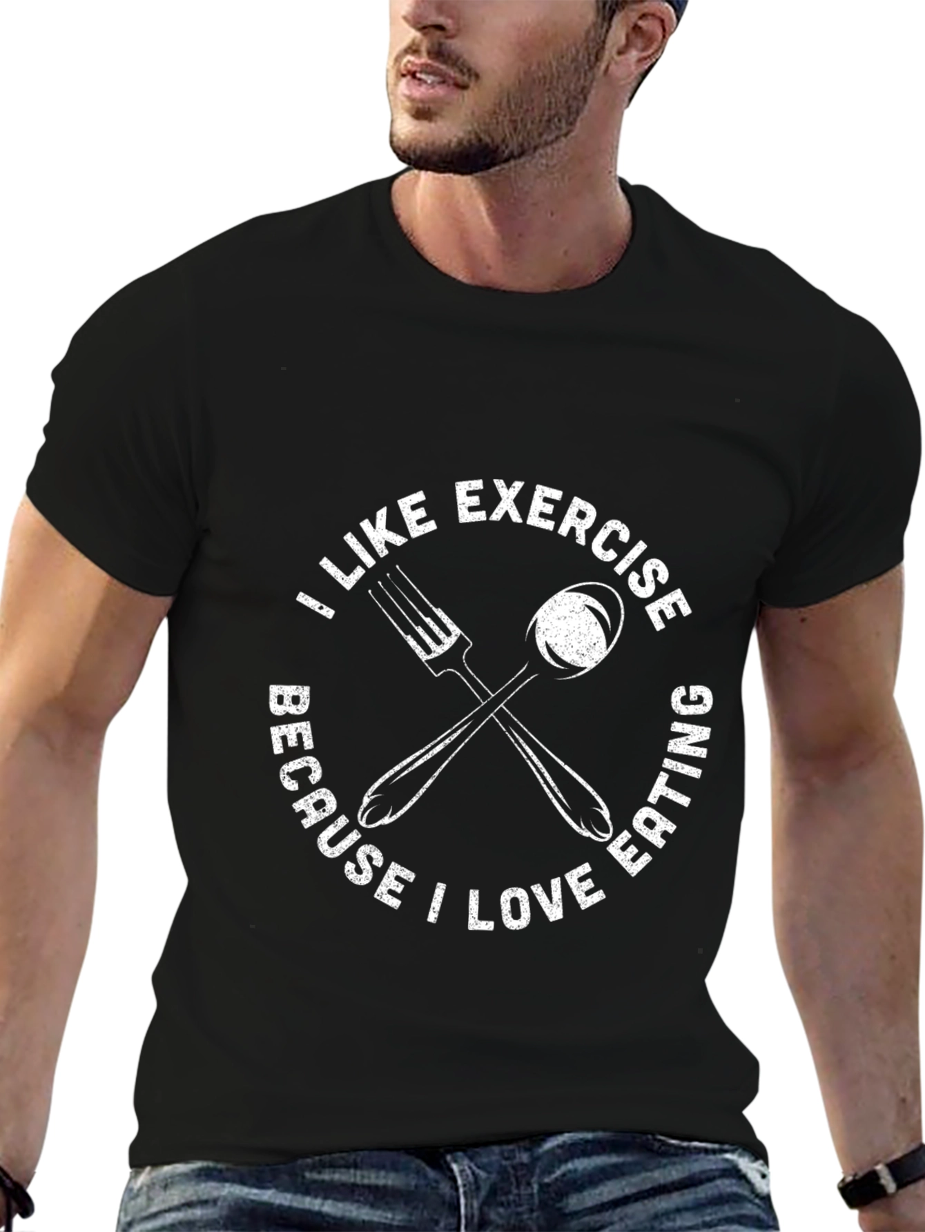 Exercise Eating T-Shirt - Funny Workout Tee
