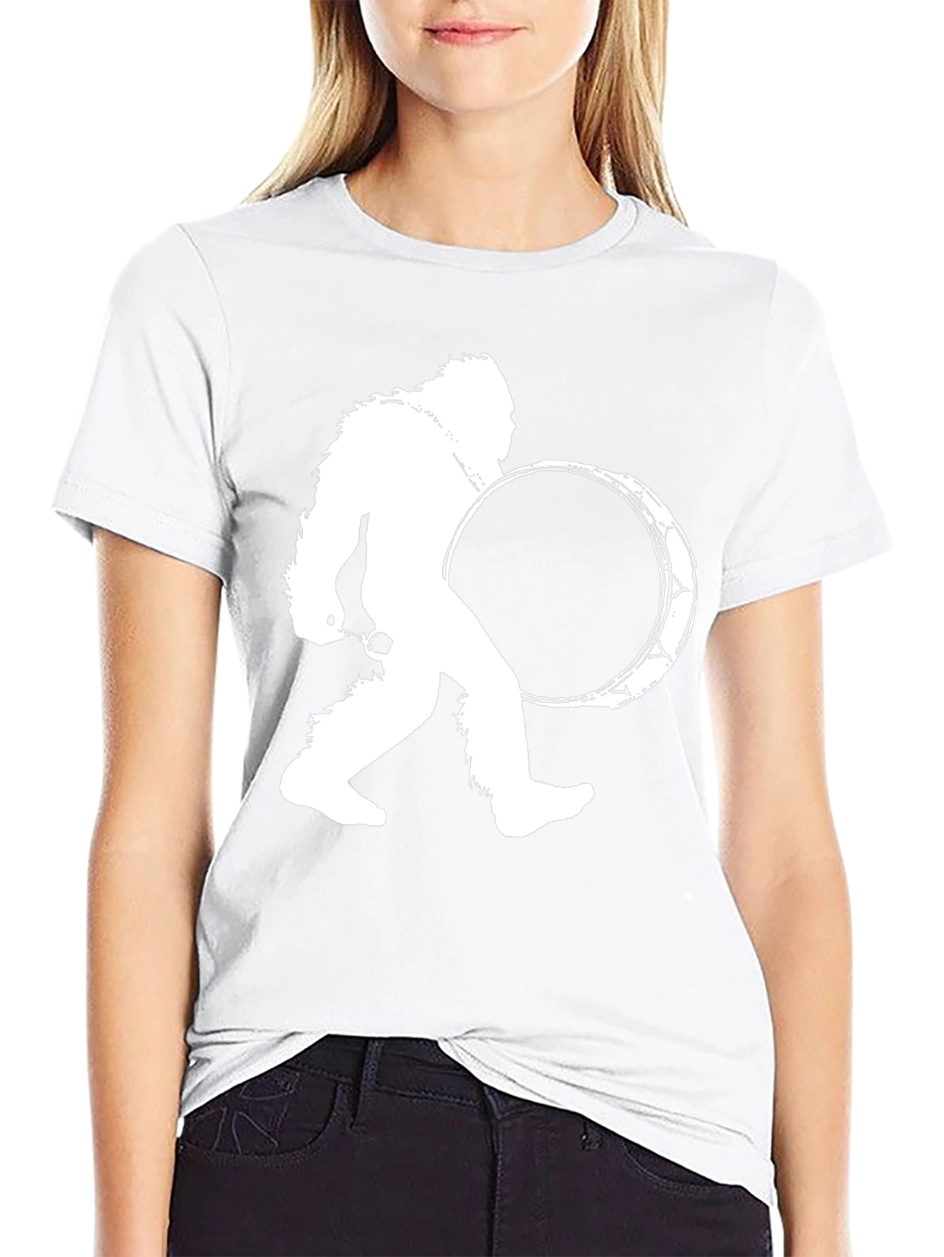 Bigfoot Drummer Black T-Shirt - Cryptid Sasquatch Tee