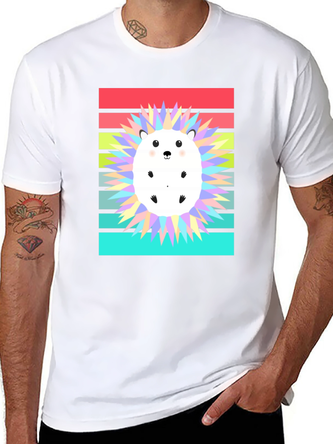 Cute Hedgehog Graphic Tee - Retro Style