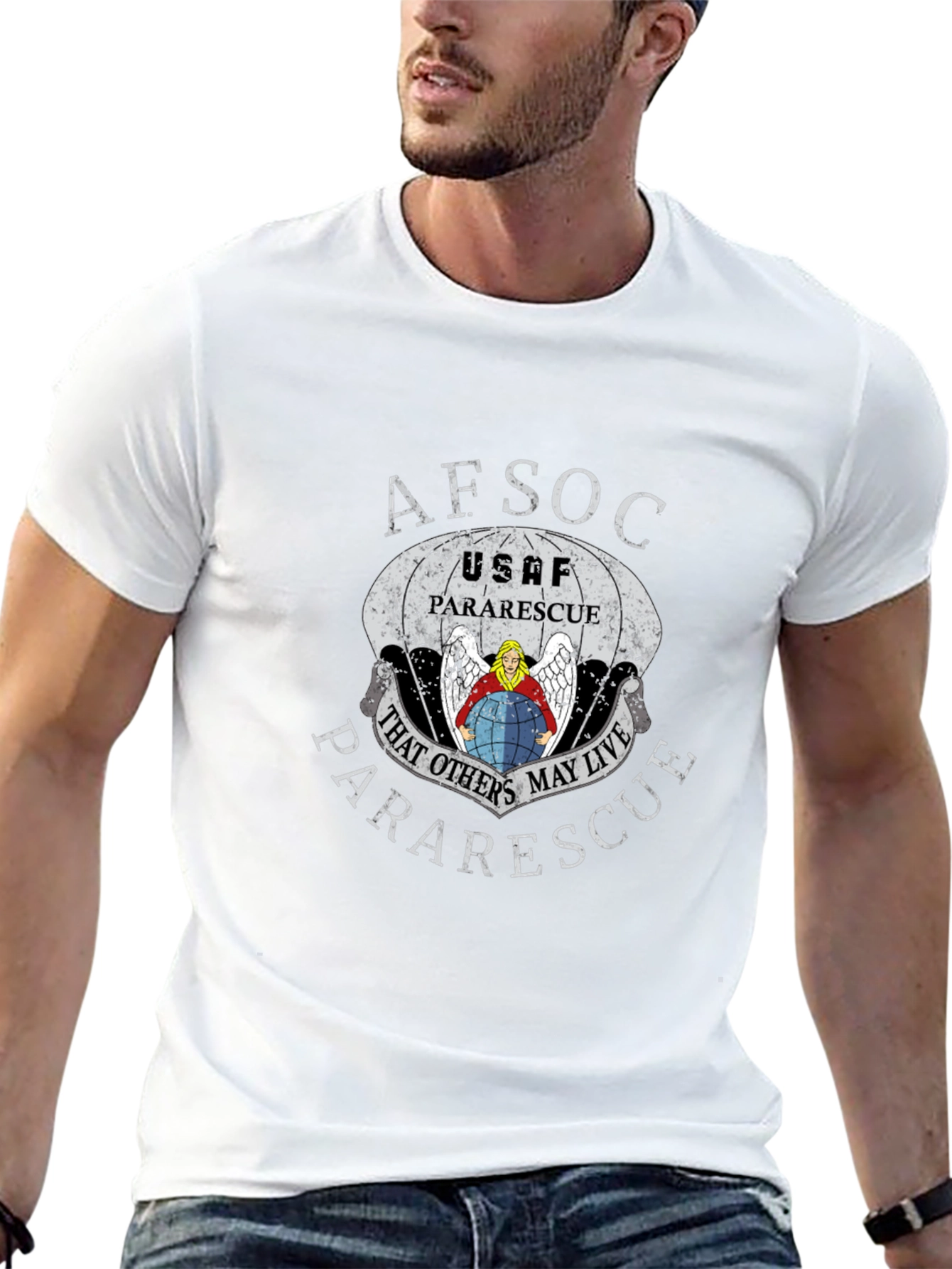 AFSOC USAF Pararescue Black Graphic T-Shirt