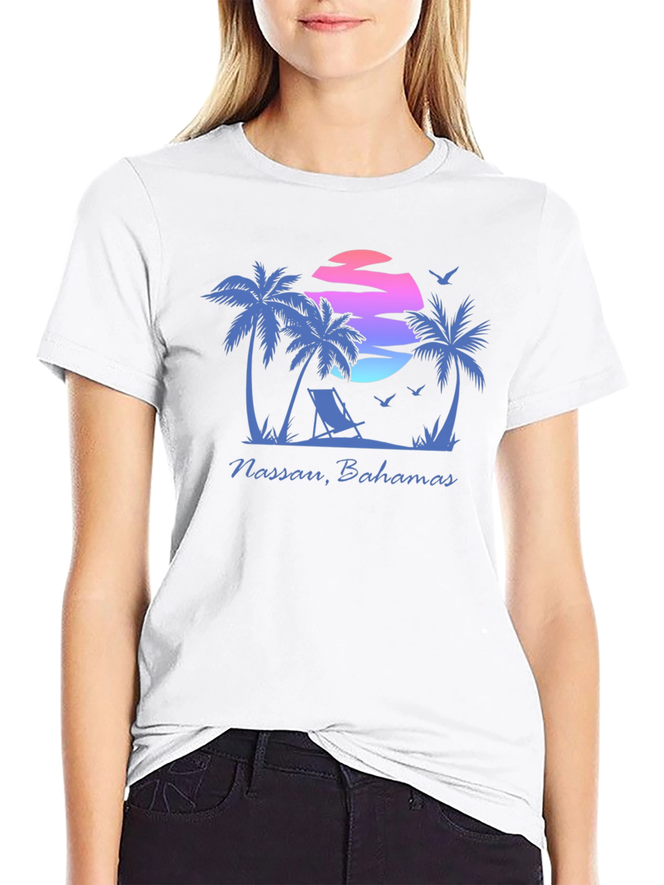 Nassau Bahamas T-Shirt - Palm Tree Sunset Graphic Tee