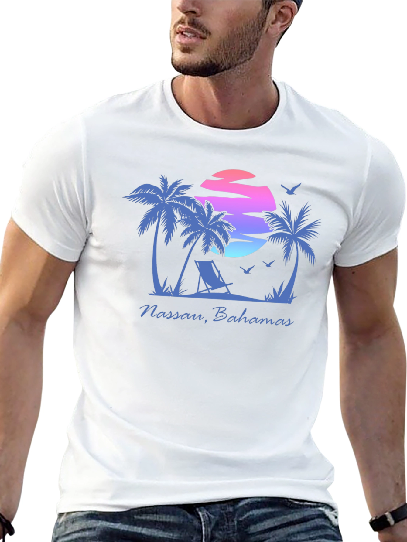 Nassau Bahamas T-Shirt - Palm Tree Sunset Graphic Tee