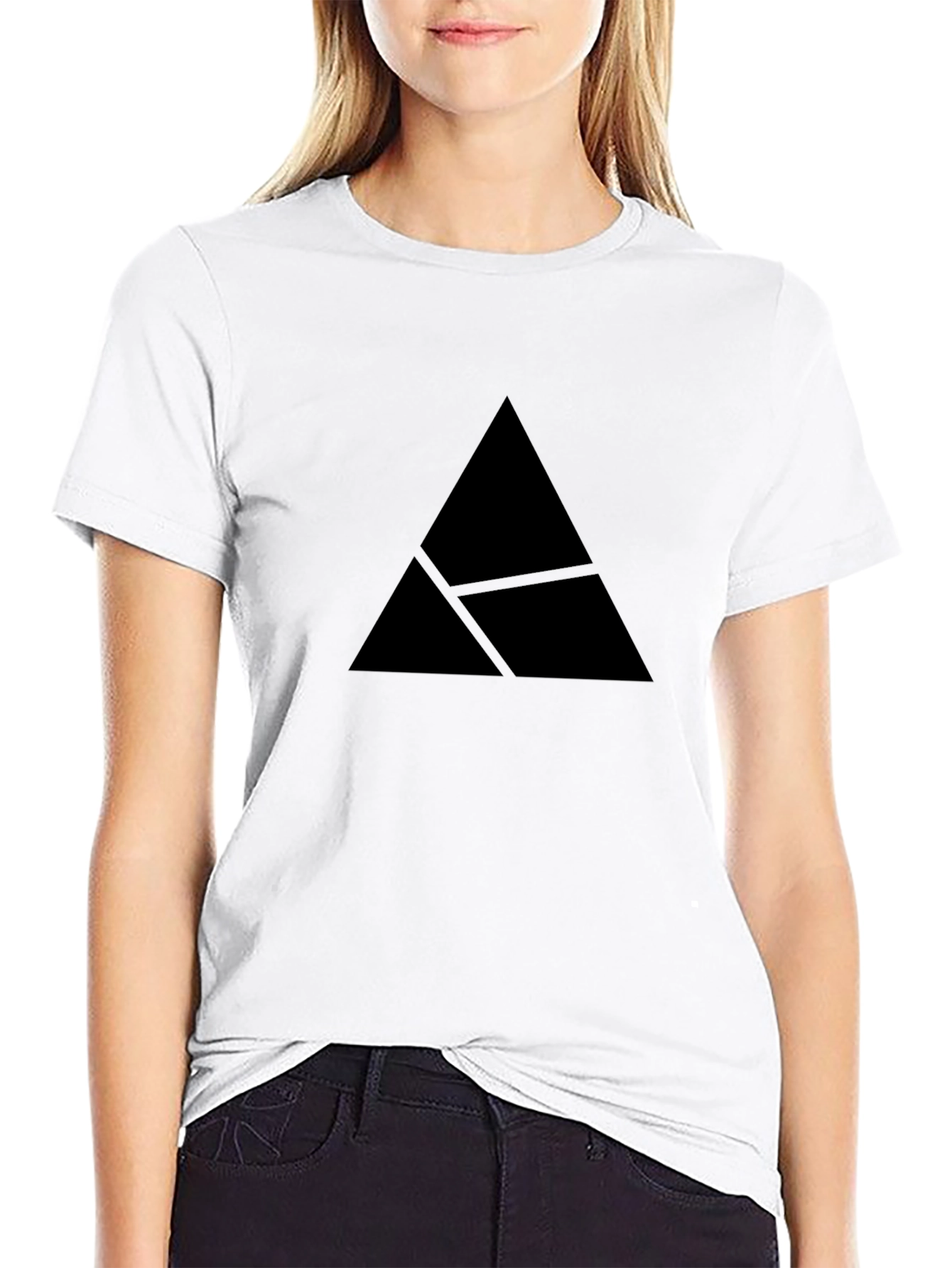 Mens Black Graphic Tee - Abstract Triangle Design