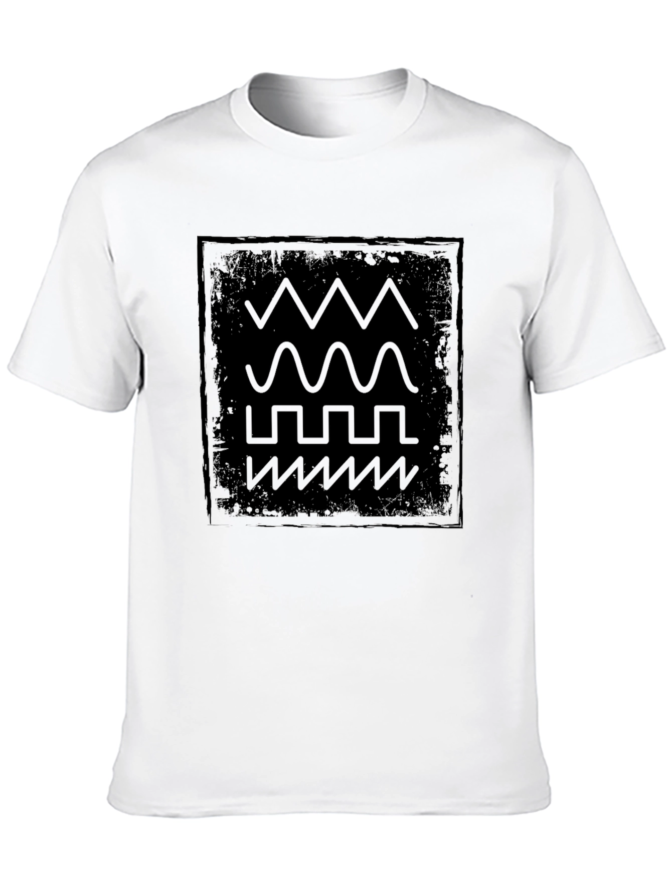 Geometric Waveform Graphic Print Black T-Shirt