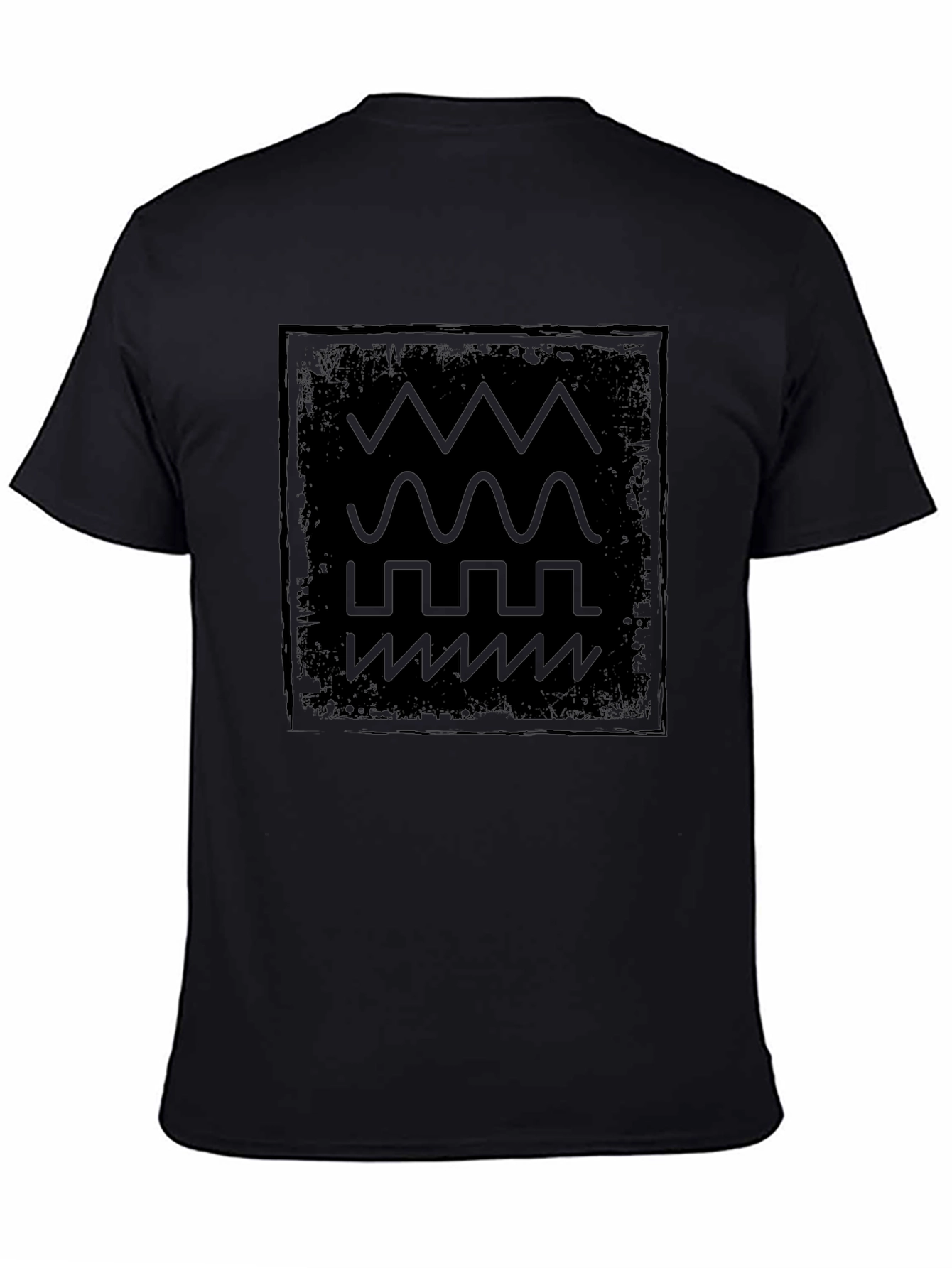 Geometric Waveform Graphic Print Black T-Shirt