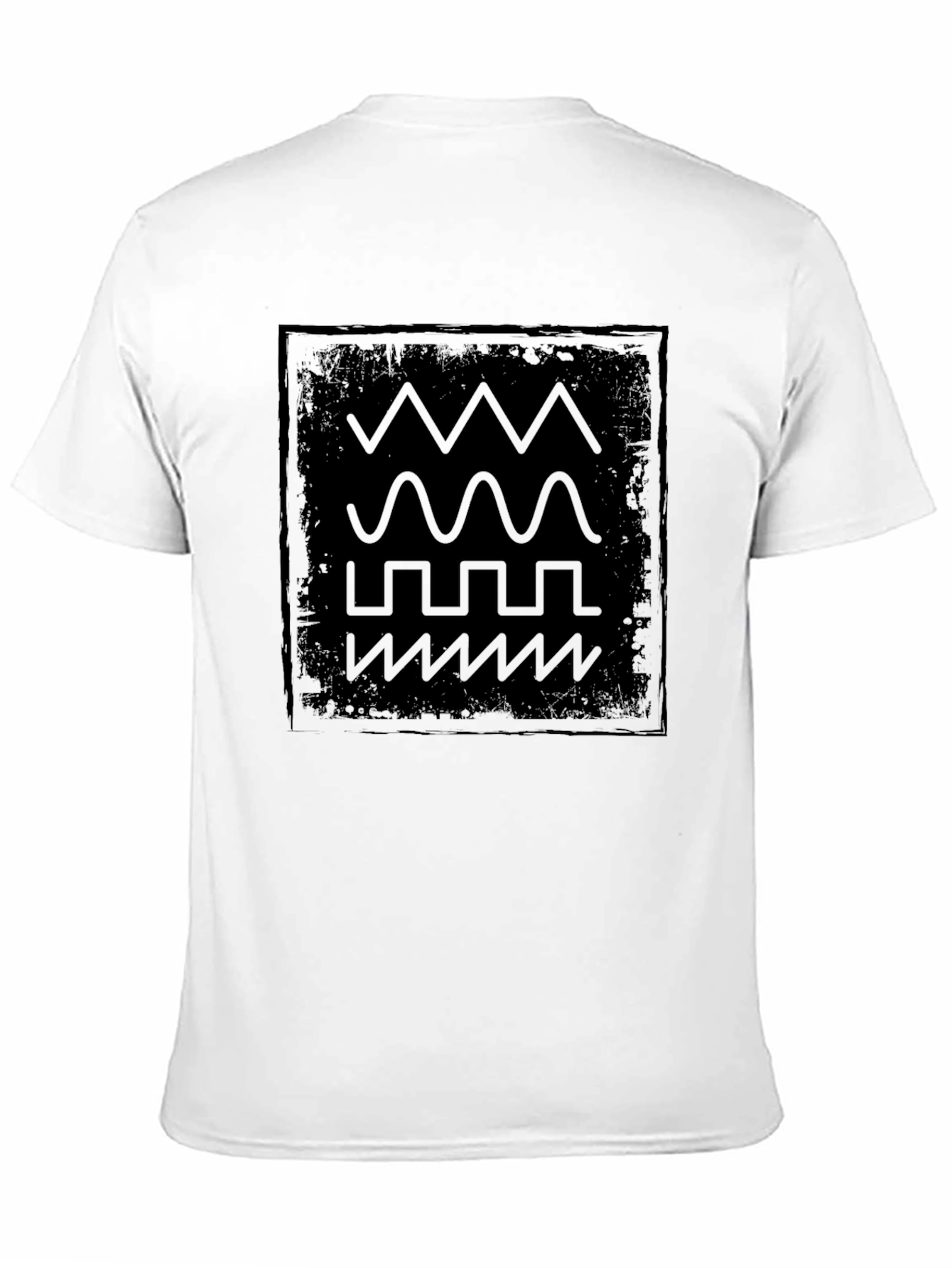Geometric Waveform Graphic Print Black T-Shirt