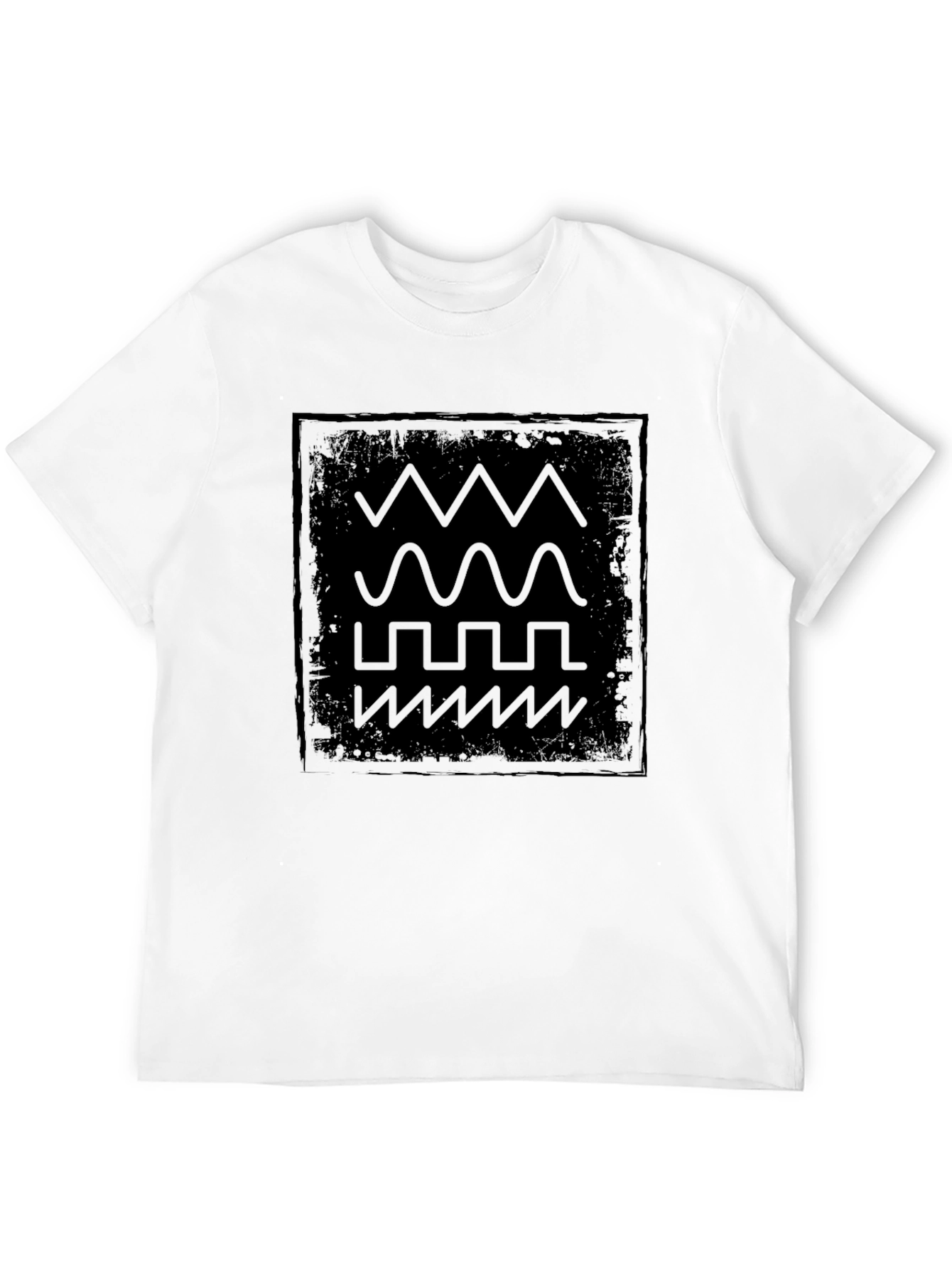 Geometric Waveform Graphic Print Black T-Shirt