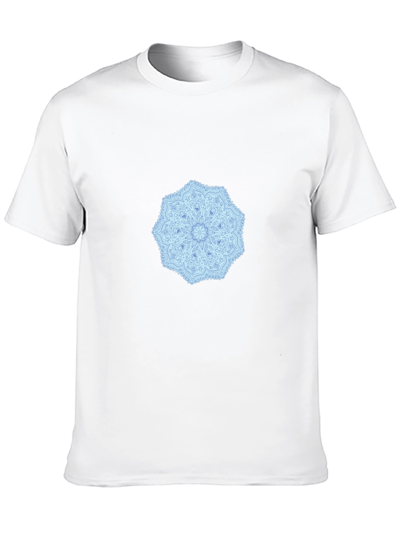 Black Tee with Blue Mandala Design