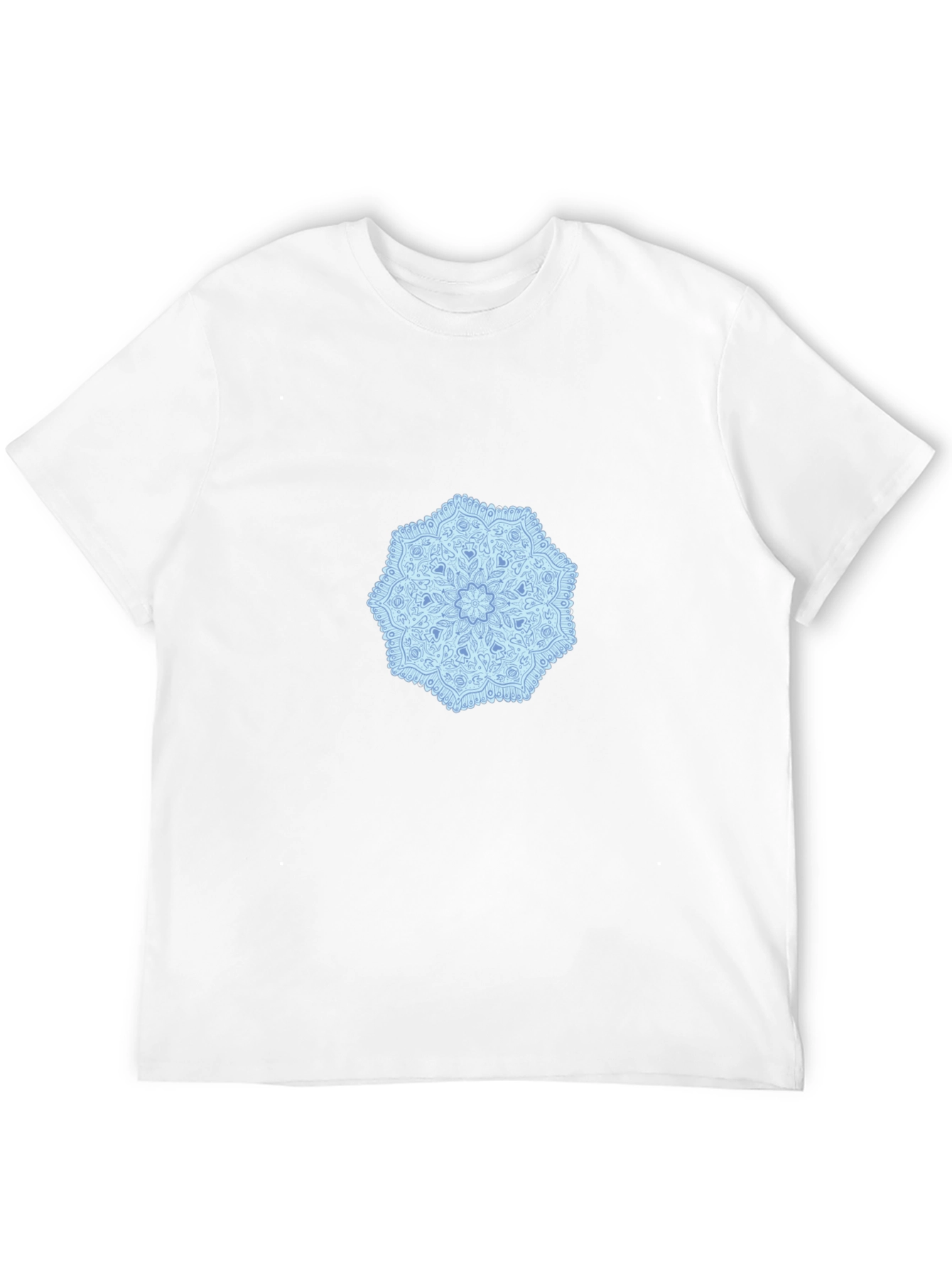 Black Tee with Blue Mandala Design