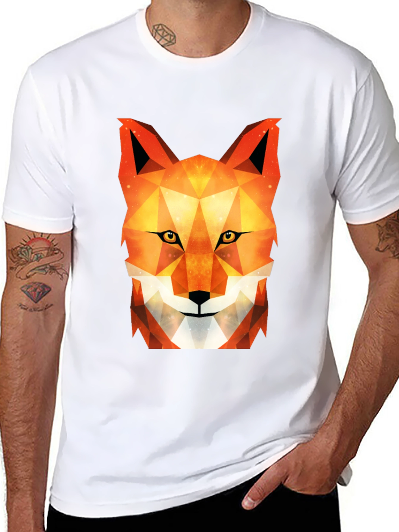 Geometric Fox Graphic Tee - Stylish Black T-Shirt