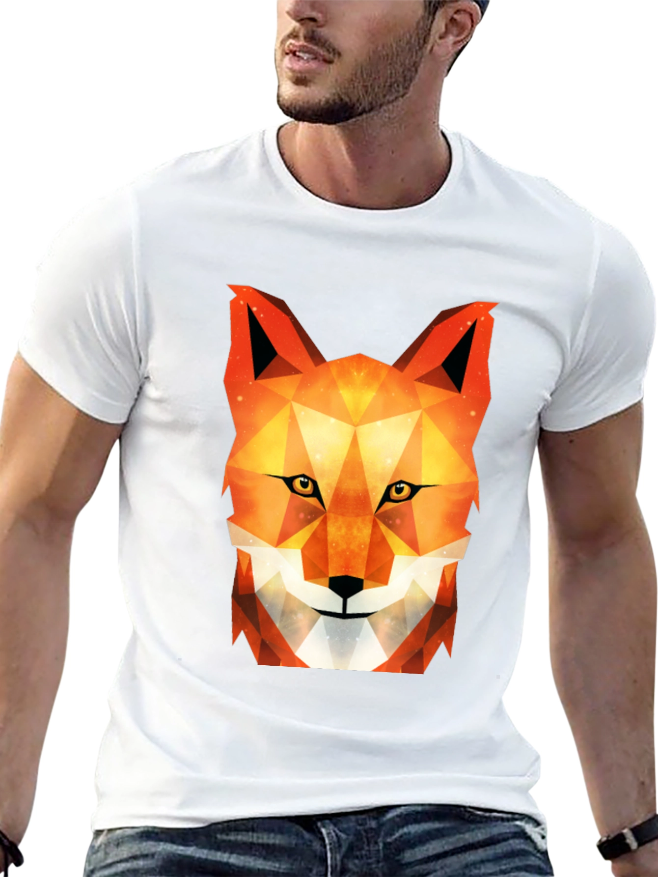 Geometric Fox Graphic Tee - Stylish Black T-Shirt