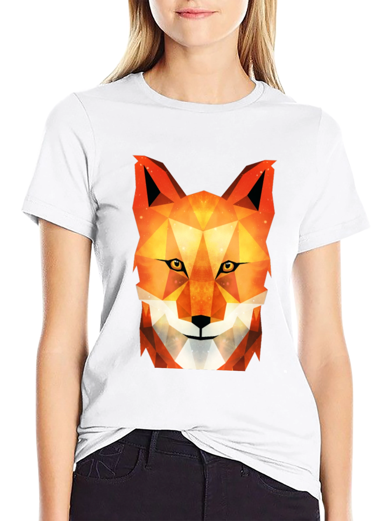 Geometric Fox Graphic Tee - Stylish Black T-Shirt