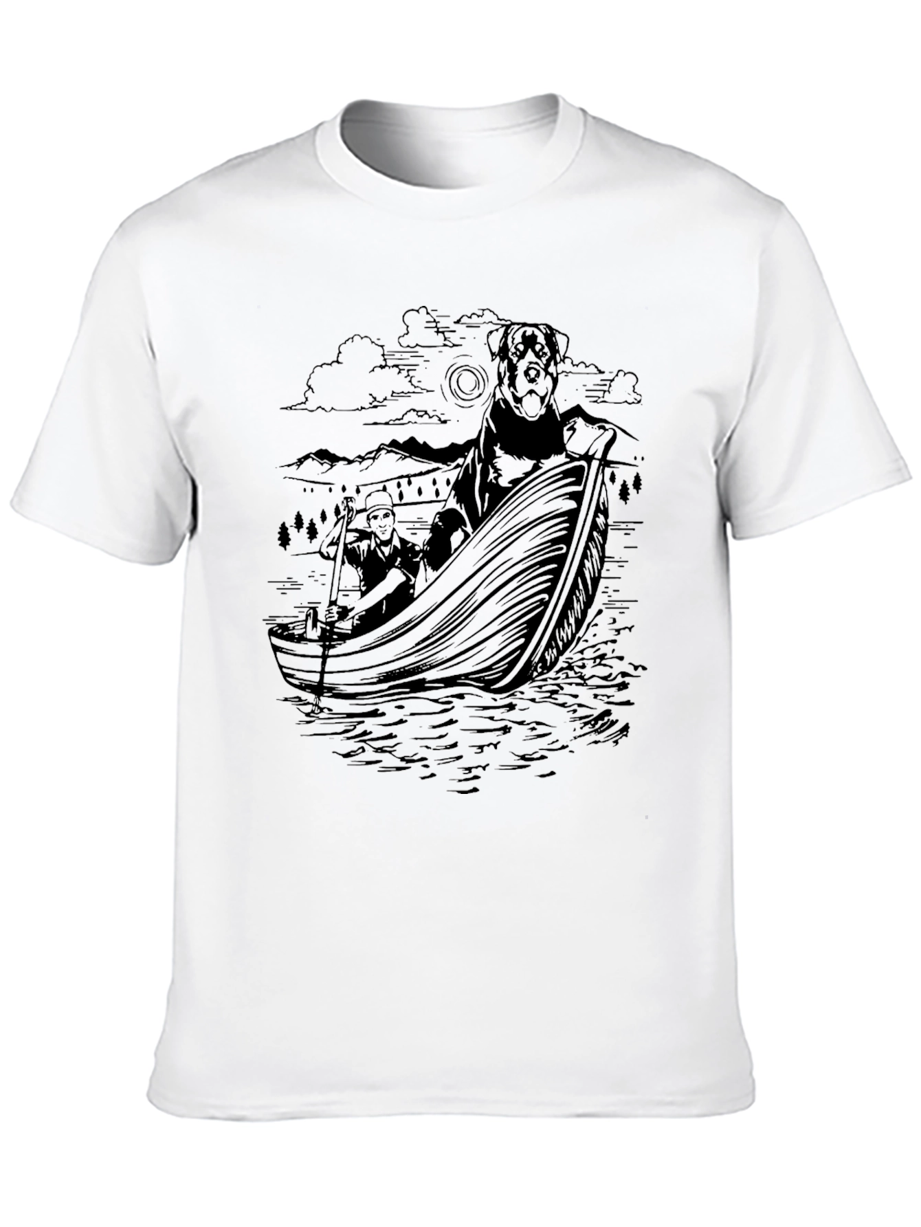 Dog & Owner Boating Black Graphic Tee