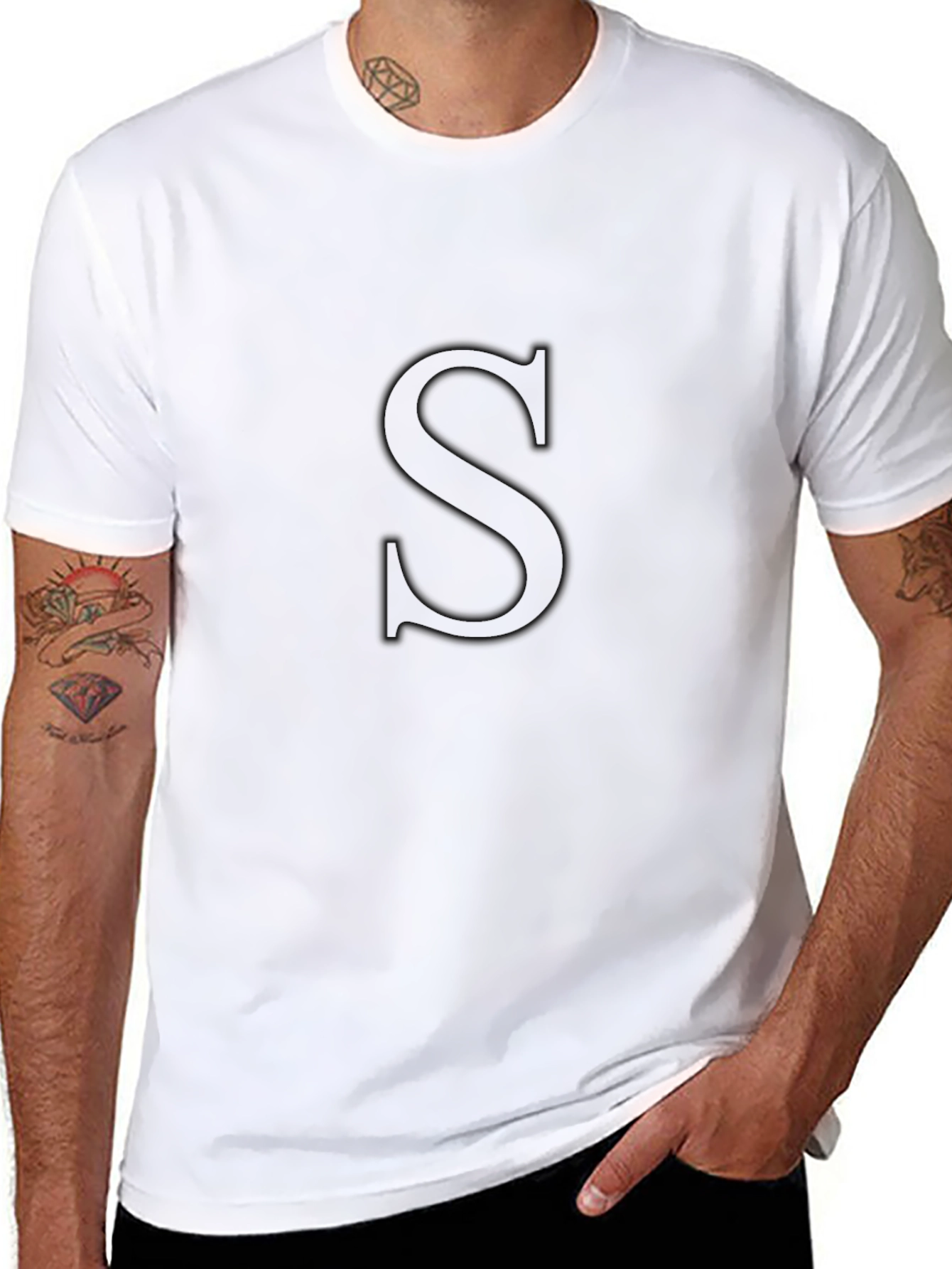 Black T-Shirt with Embossed S Design