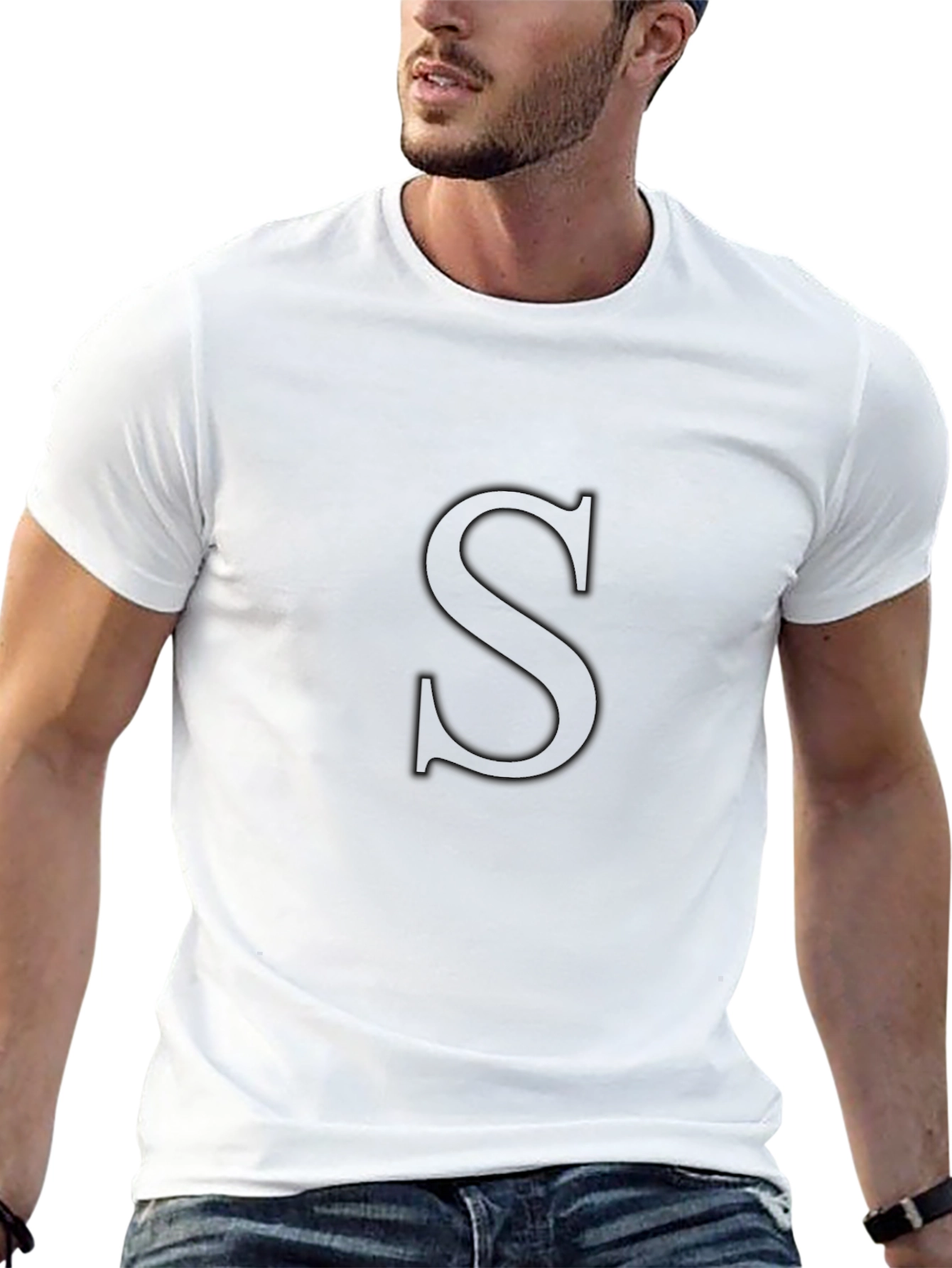 Black T-Shirt with Embossed S Design