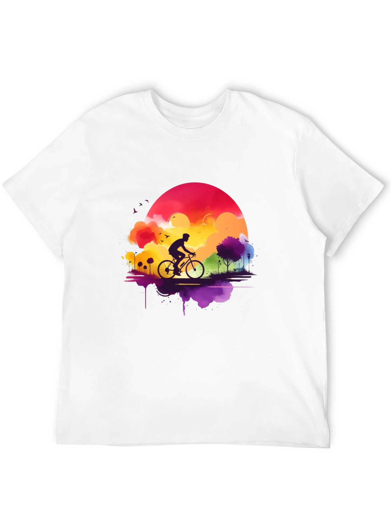 Watercolor Sunset Biker T-Shirt