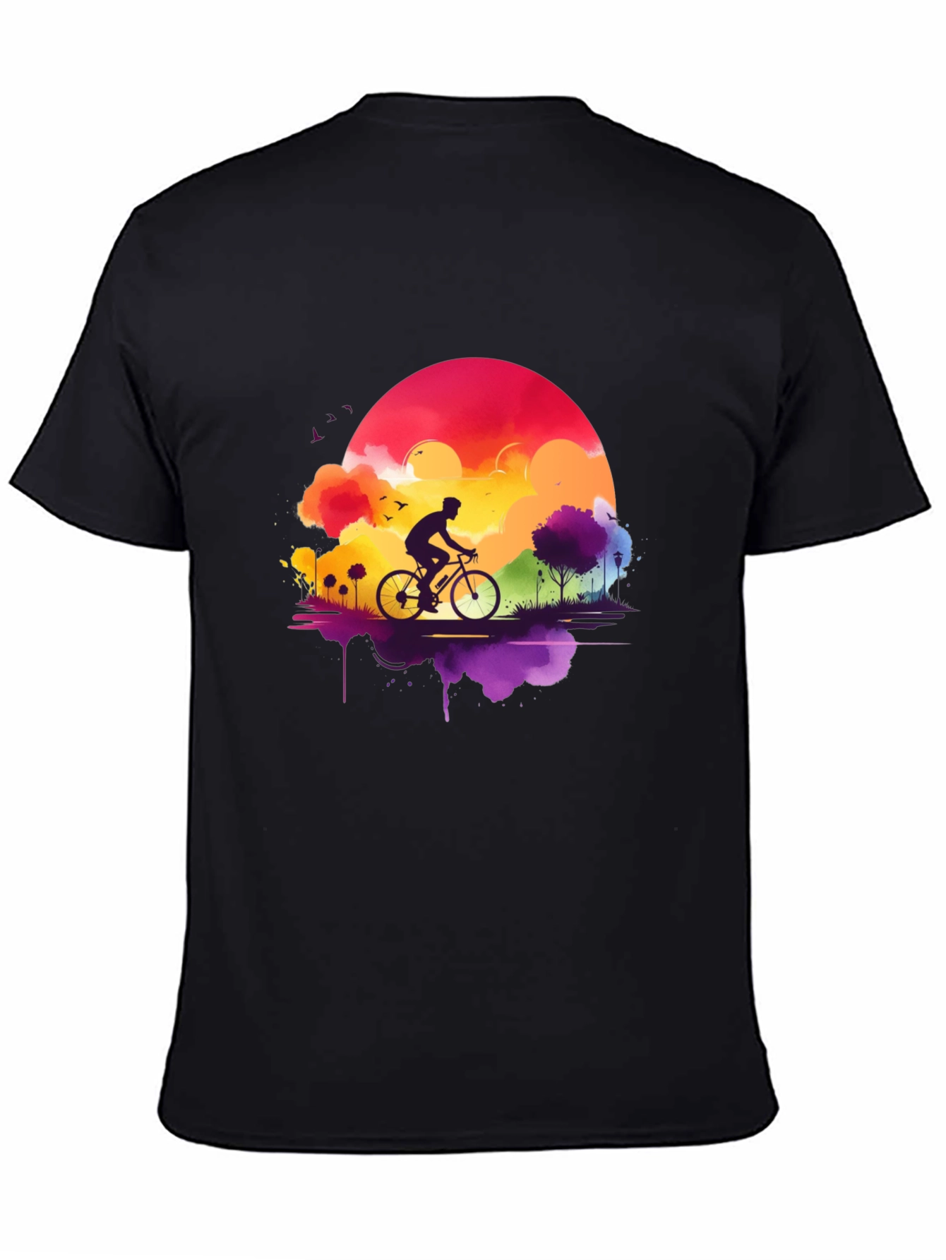 Watercolor Sunset Biker T-Shirt