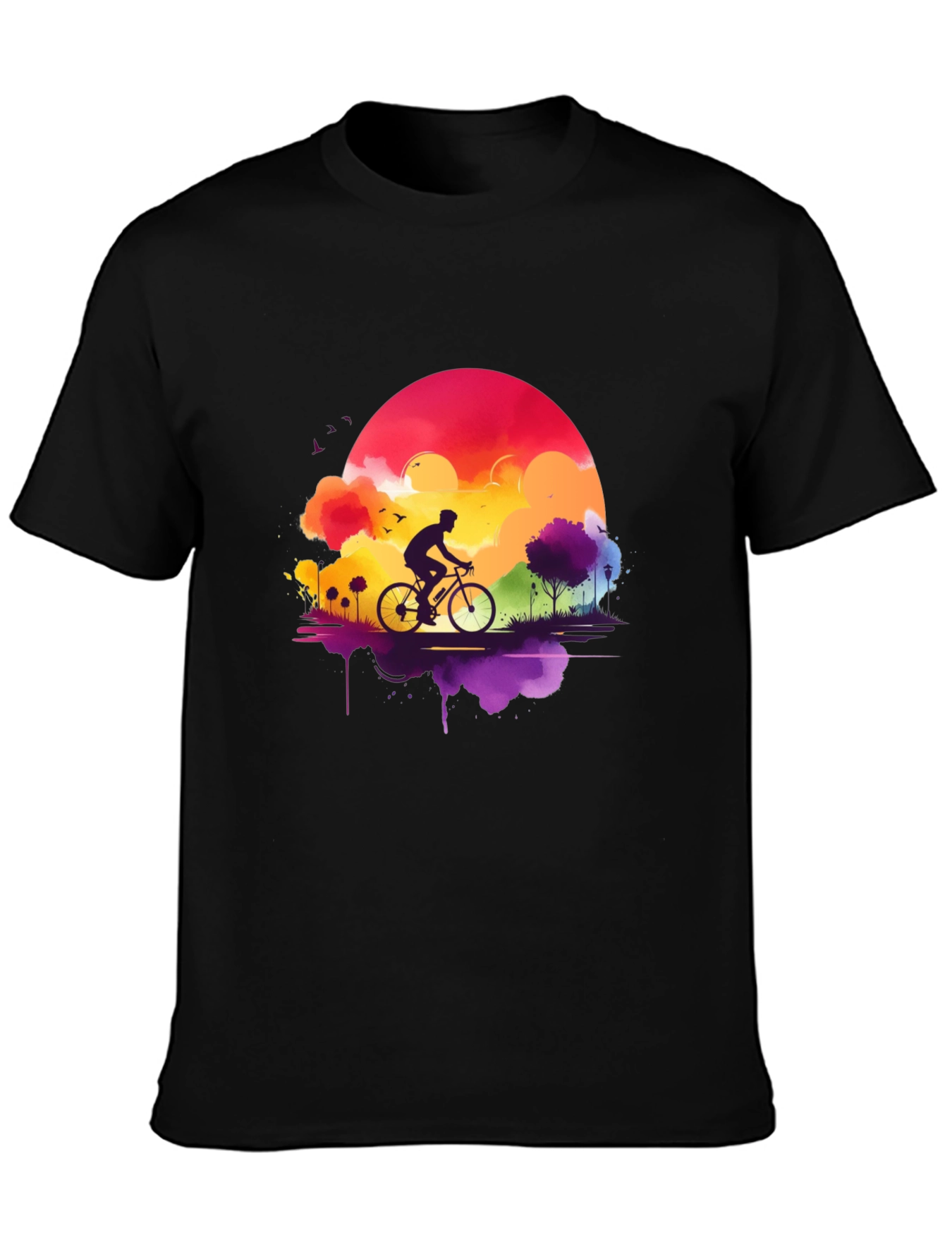 Watercolor Sunset Biker T-Shirt