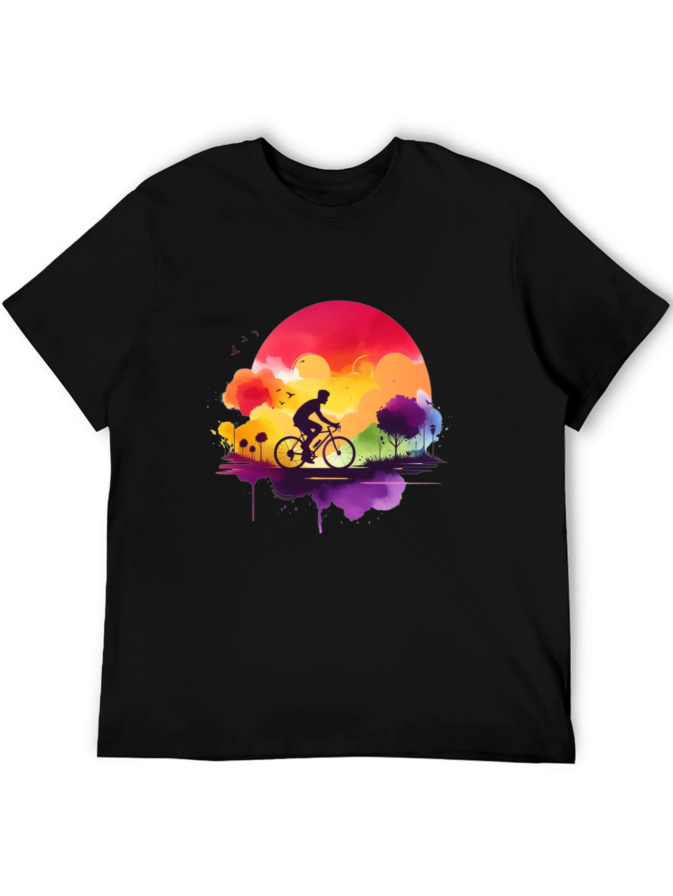 Watercolor Sunset Biker T-Shirt