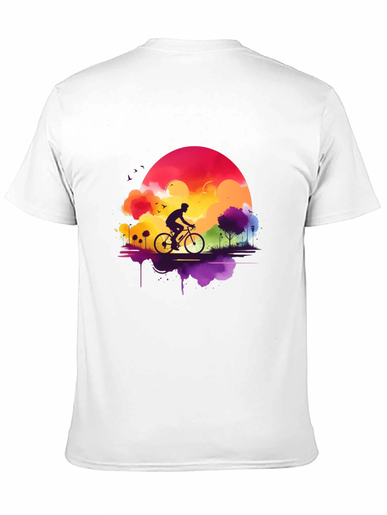Watercolor Sunset Biker T-Shirt
