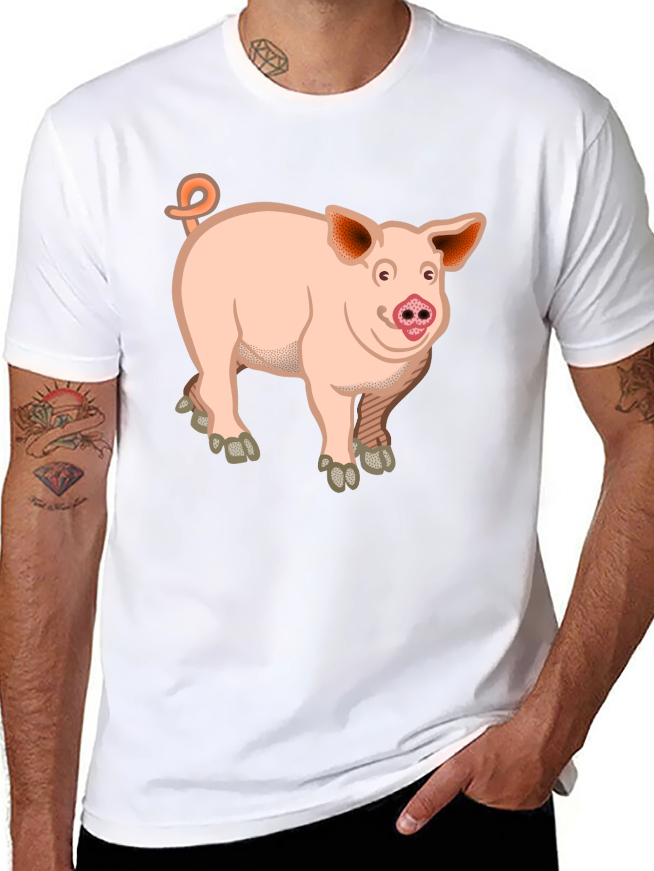 Pig Graphic T-Shirt - Unisex Black Cotton Tee